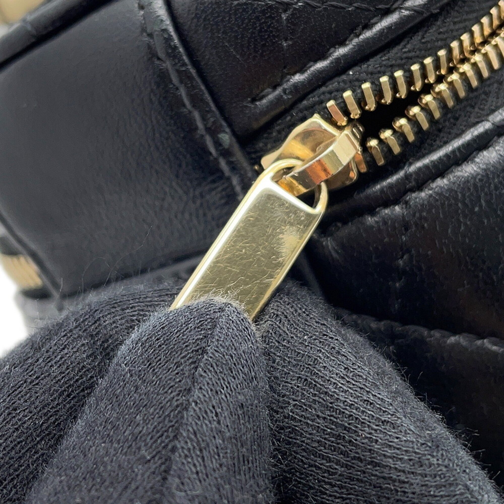 Chanel Matelasse Black Leather Handbag Vanity Bag (Pre-Owned)
