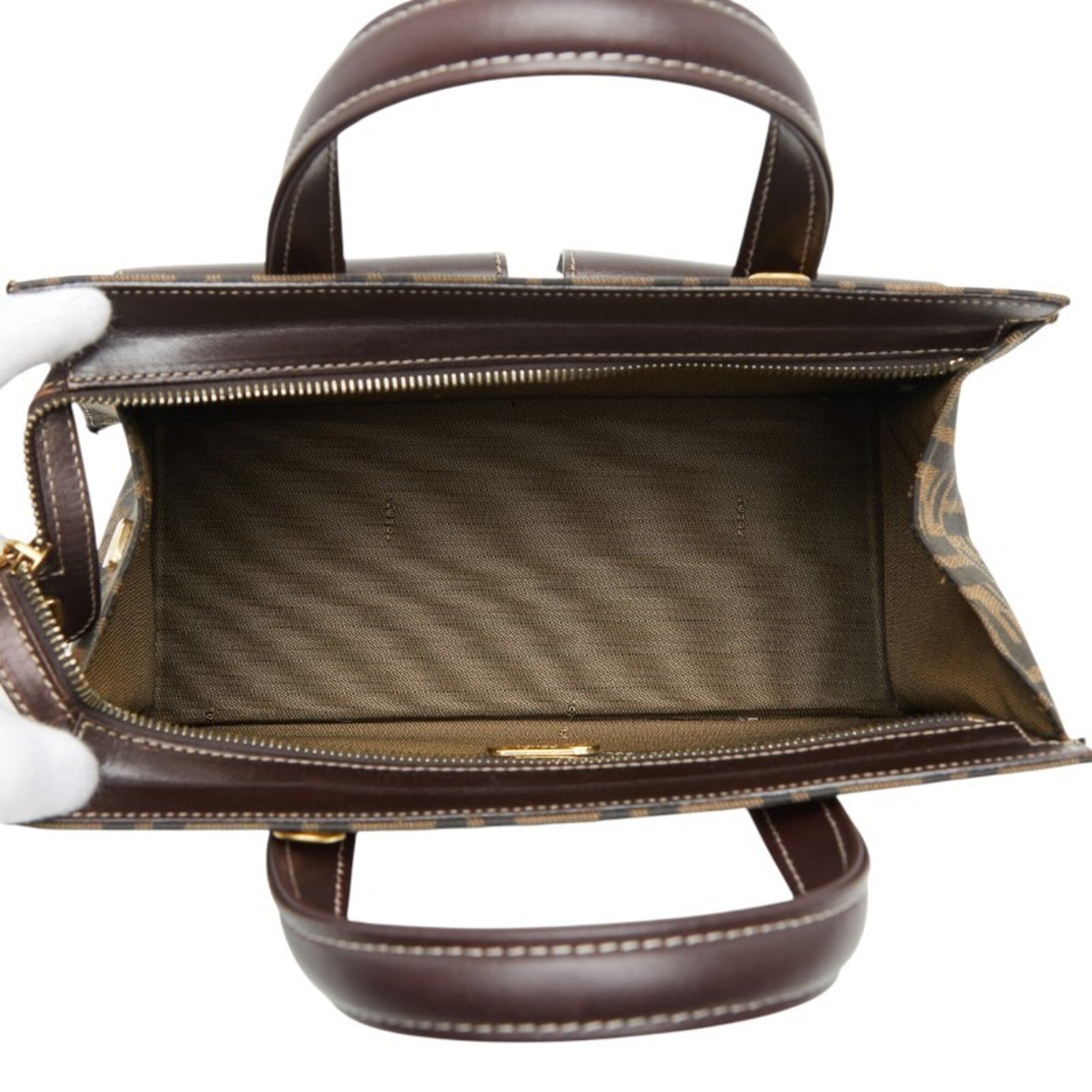 Fendi Brown Canvas Leather Handbag (Pre-Owned)