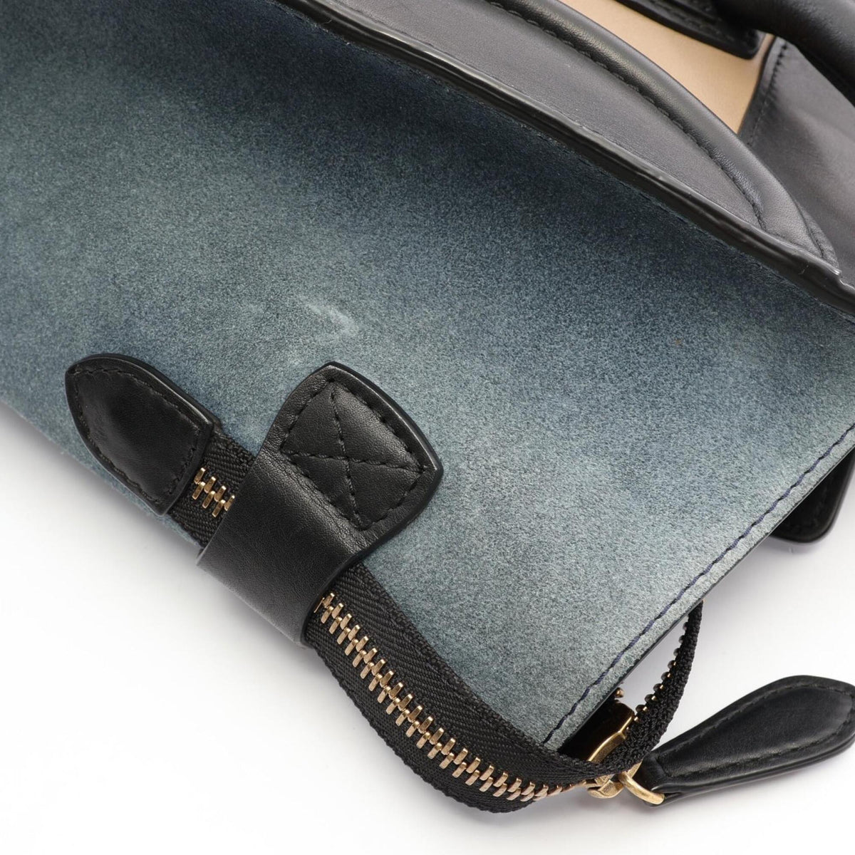 Celine Beige Black Blue Leather Suede Handbag (Pre-Owned)