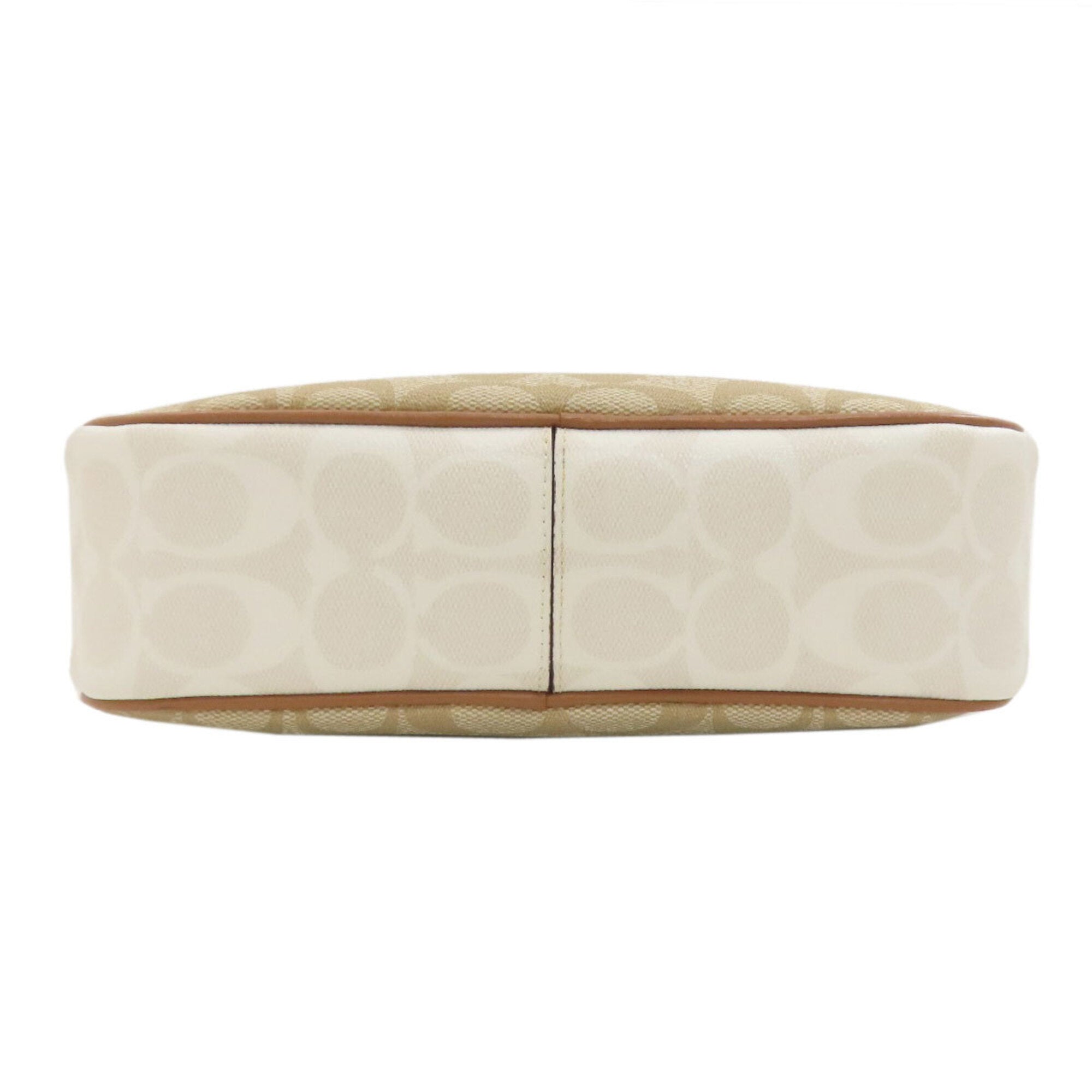 Coach Beige Signature Line Pvc Shoulder Bag (Pre-Owned)