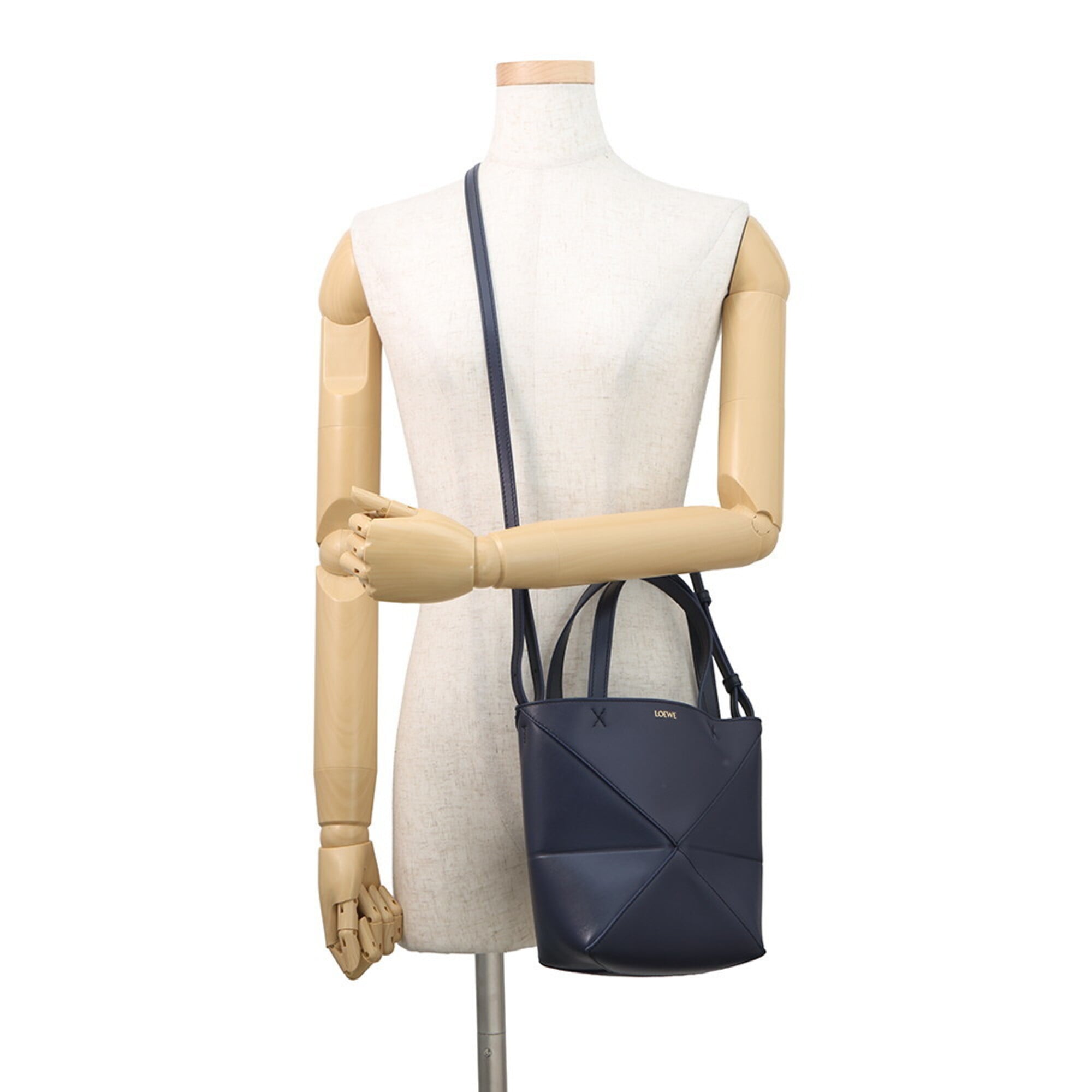 Loewe Navy Leather Handbag Tote Bag (Pre-Owned)