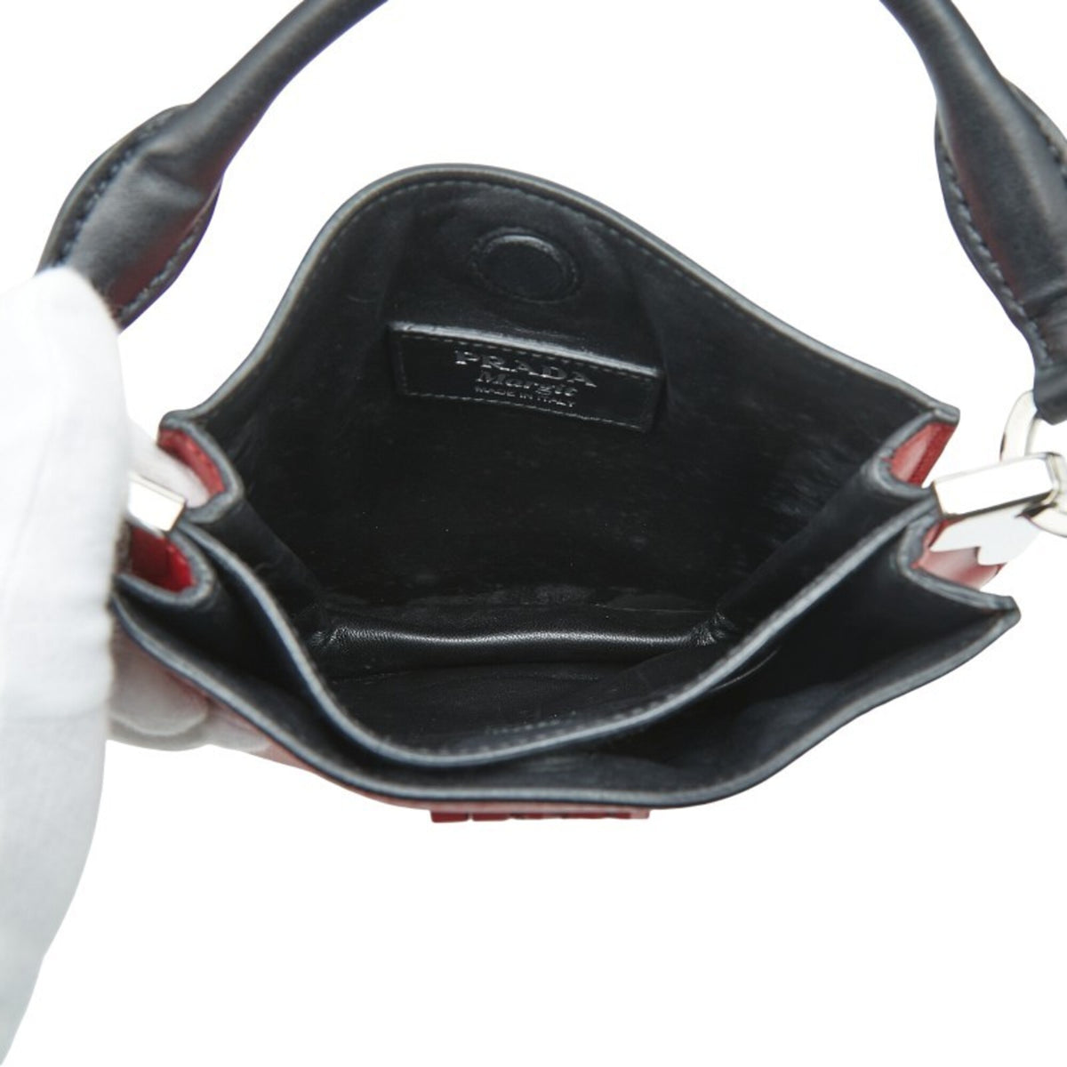 Prada Red Color Leather Handbag Shoulder Bag (Pre-Owned)