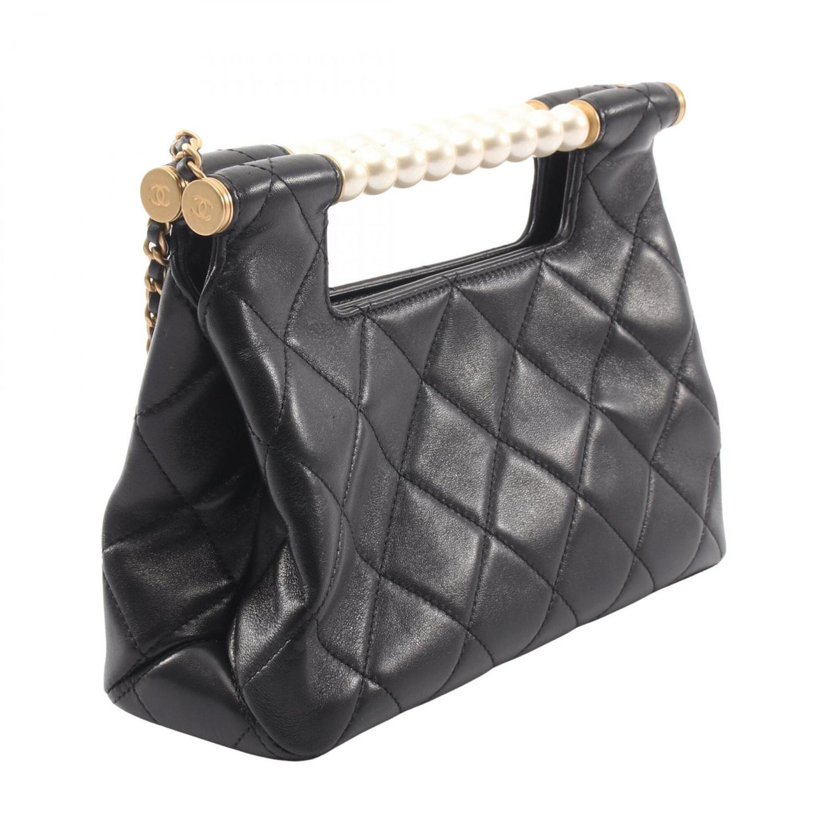 Chanel Matelasse Black Leather Handbag Shoulder Bag (Pre-Owned)