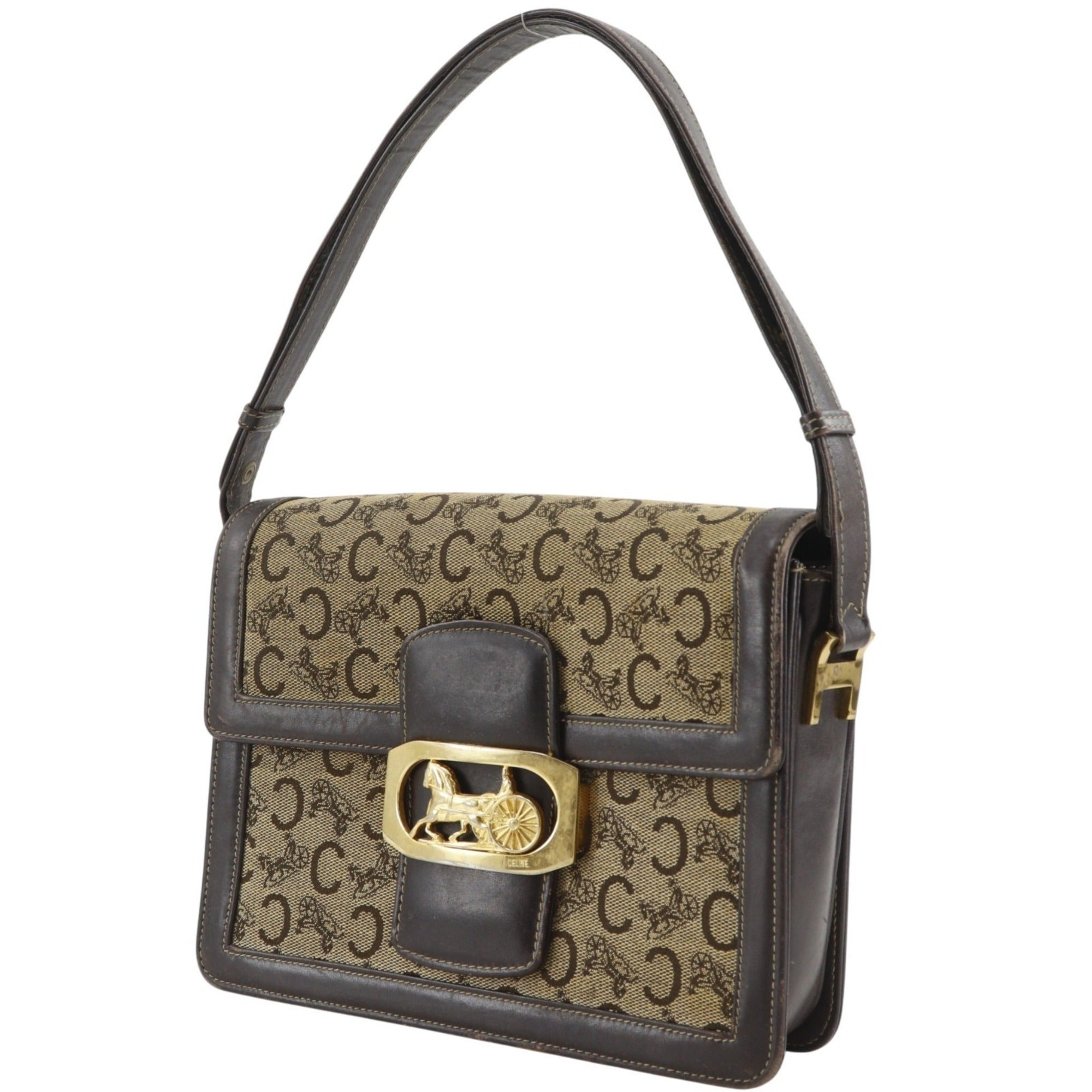 Celine Brown Canvas Shoulder Bag (Pre-Owned)