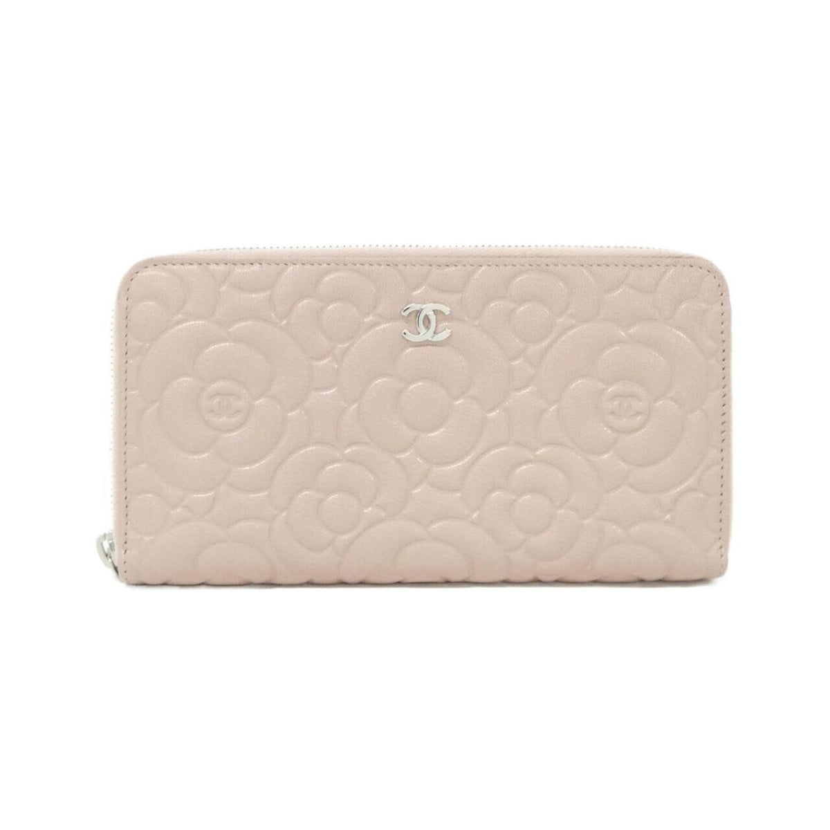 Chanel Light Pink Satin Leather Long Wallet (Bi-Fold) (Pre-Owned)
