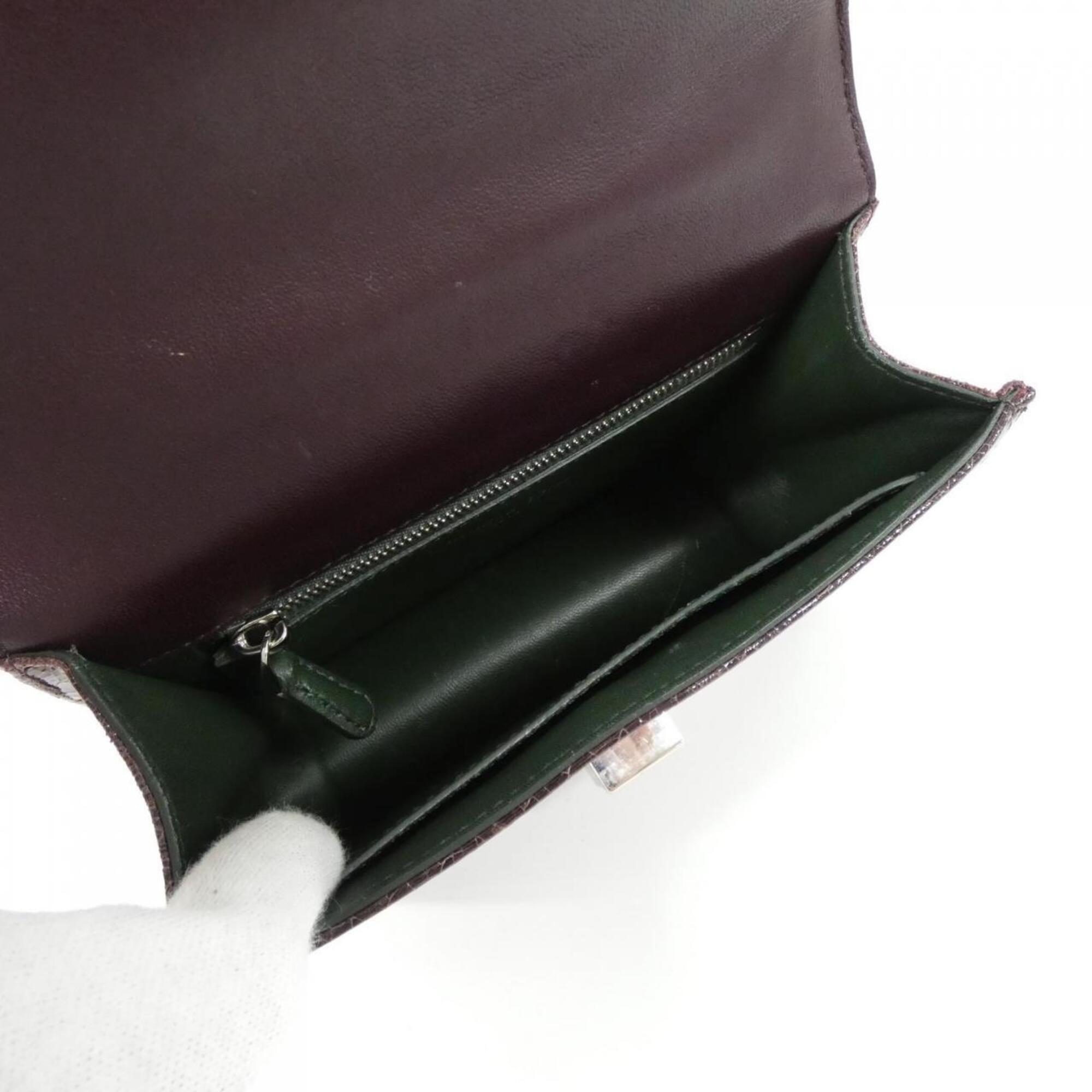 Christian Dior Blue Bordeaux Green Red Color Leather Shoulder Bag (Pre-Owned)
