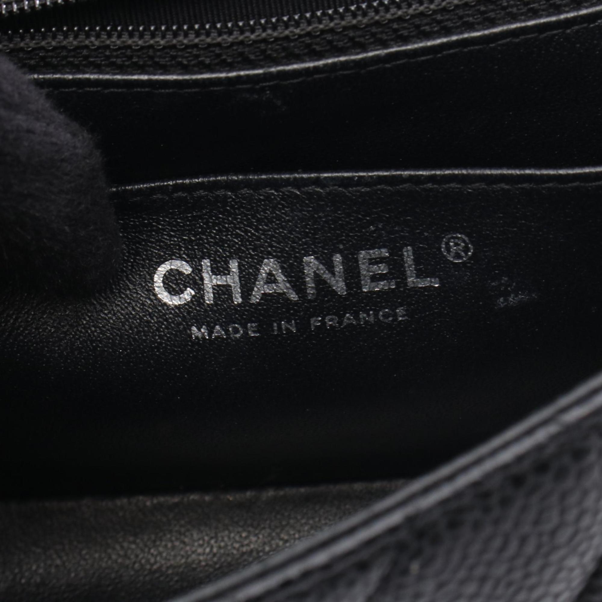 Chanel Black Leather Handbag Shoulder Bag (Pre-Owned)