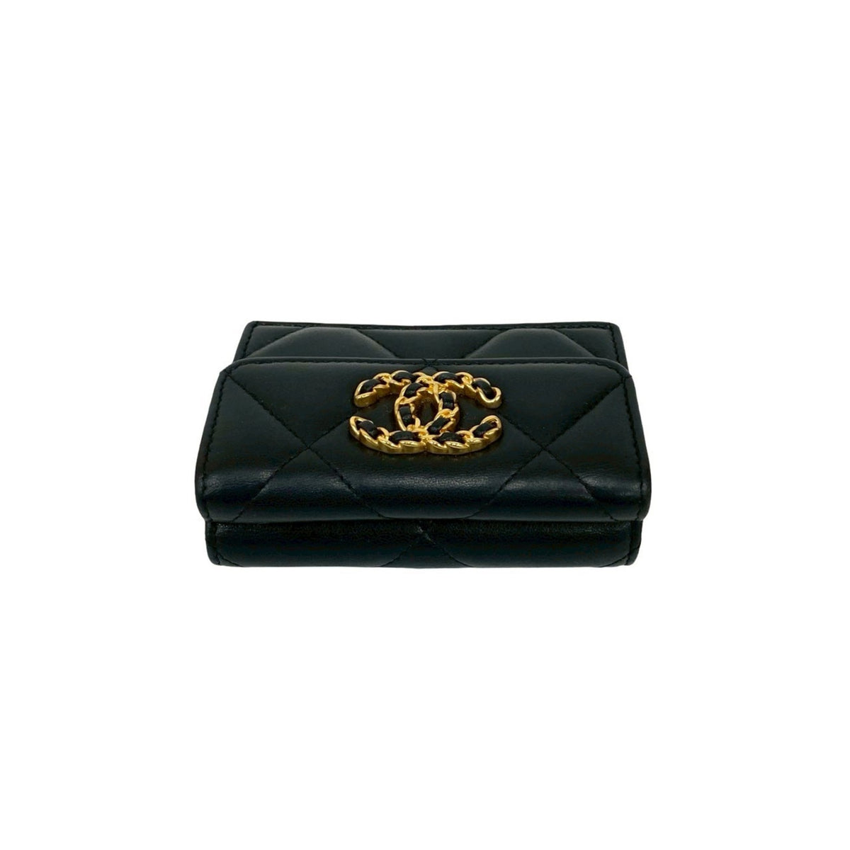 Chanel Black Leather Wallet (Tri-Fold) (Pre-Owned)