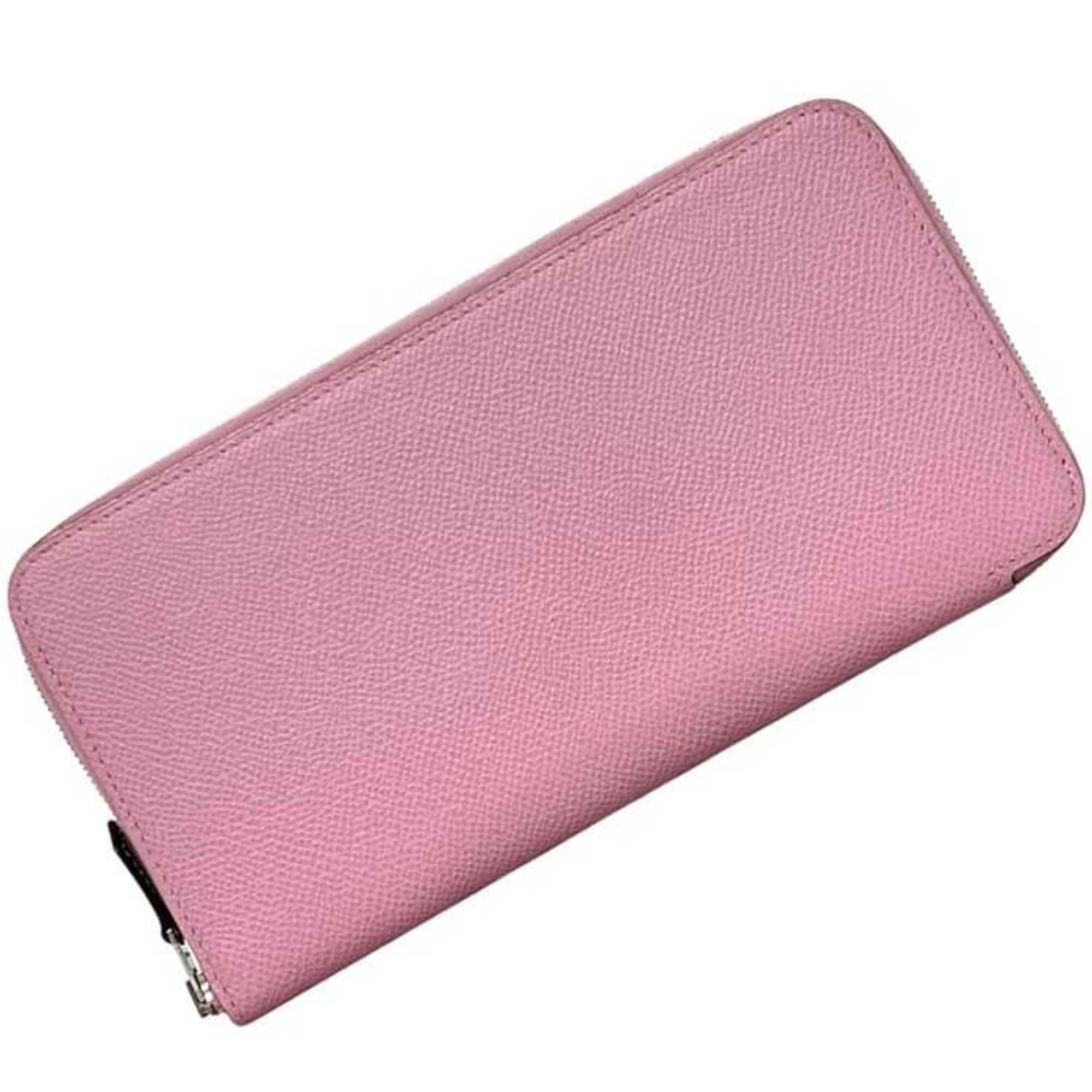 Hermes Pink Epsom Leather Silk Long Wallet (Bi-Fold) (Pre-Owned)