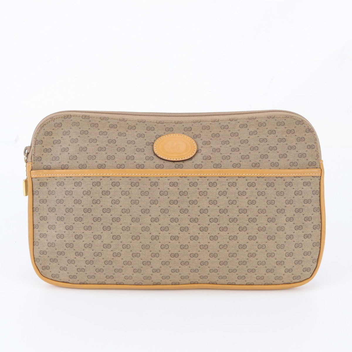 Gucci Brown Leather Coated Canvas Clutch Bag Pouch (Pre-Owned)