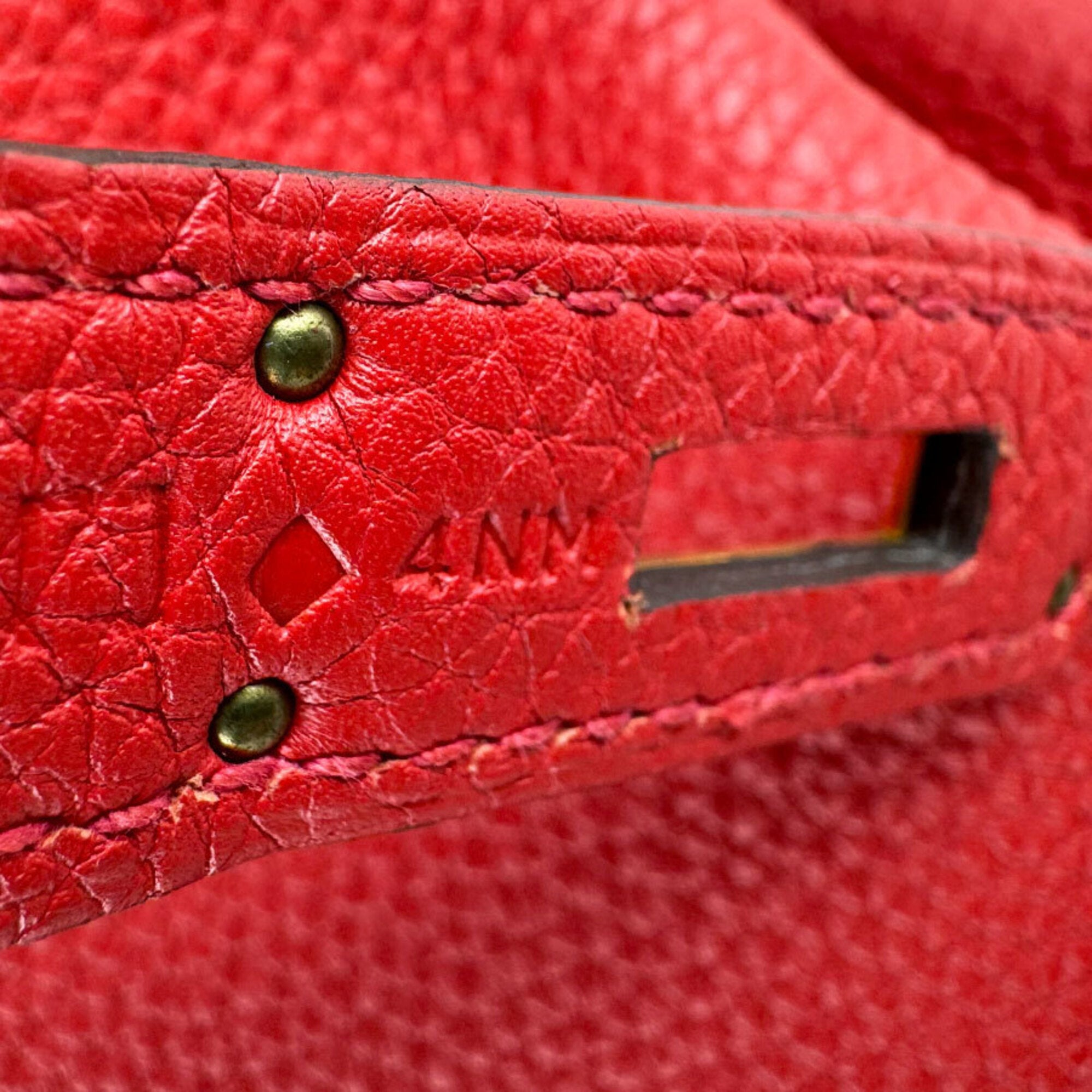 Hermes Rouge Casaque Togo Leather Handbag (Pre-Owned)
