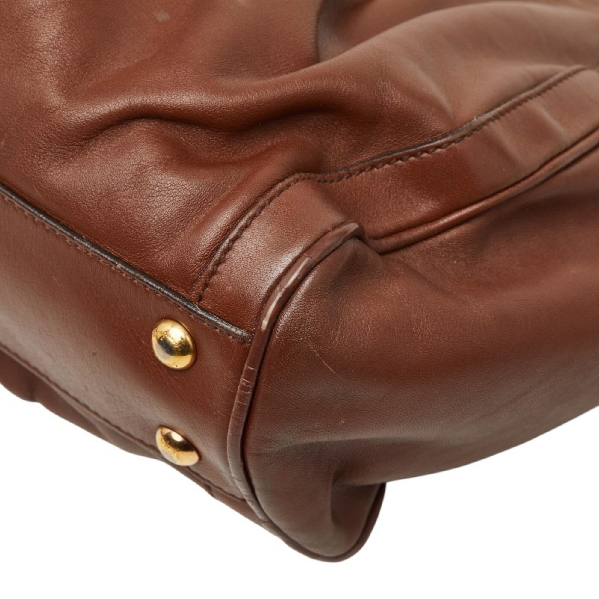 Salvatore Ferragamo Gancini Brown Leather Shoulder Bag Tote Bag (Pre-Owned)