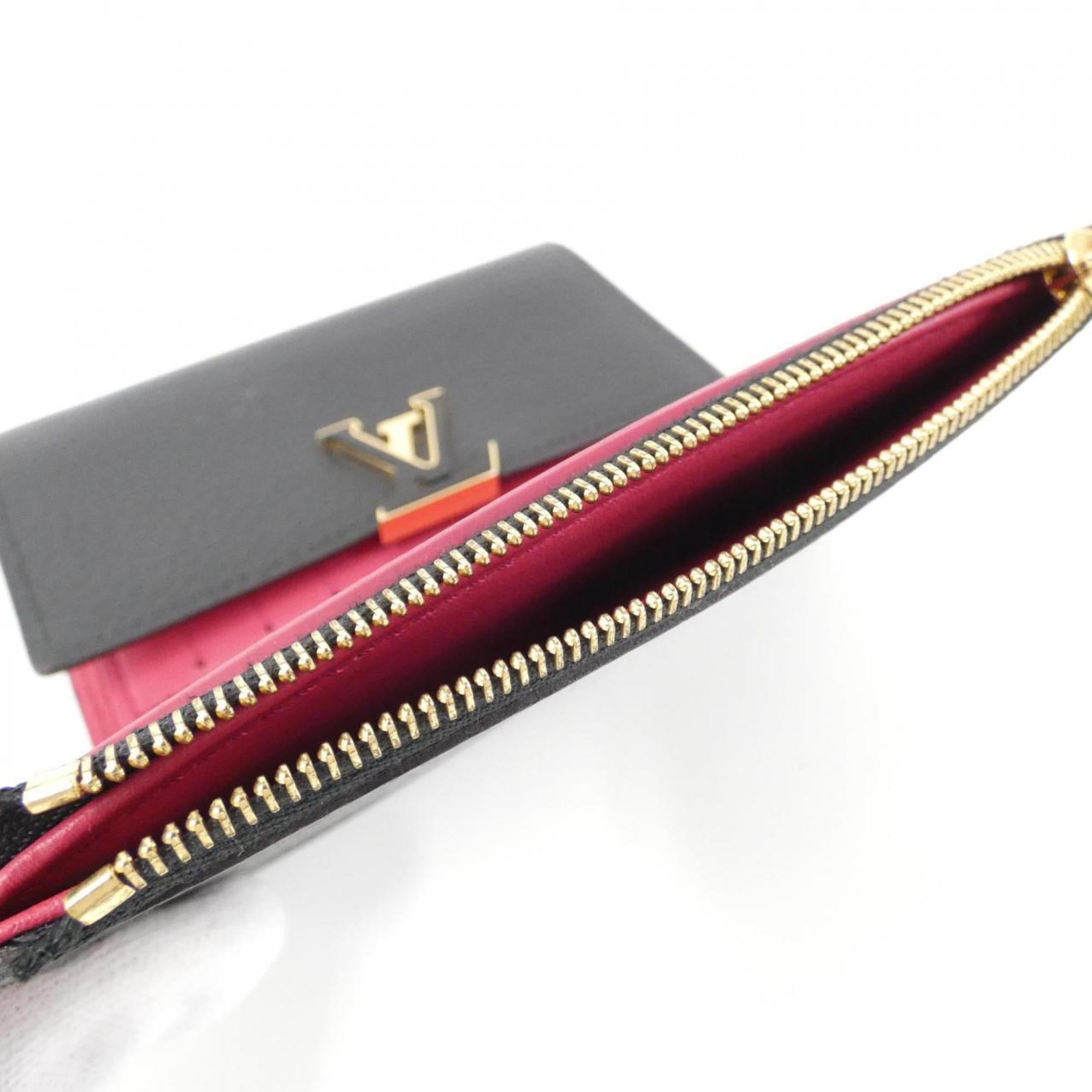Louis Vuitton Black Hot Pink Leather Wallet (Tri-Fold) (Pre-Owned)