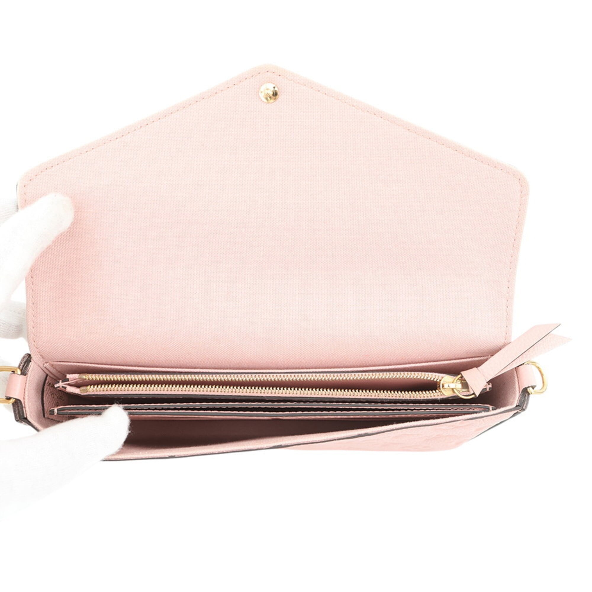 Louis Vuitton Monogram Empreinte Rose Poudre Monogram Empreinte Chain/Shoulder Wallet (Pre-Owned)