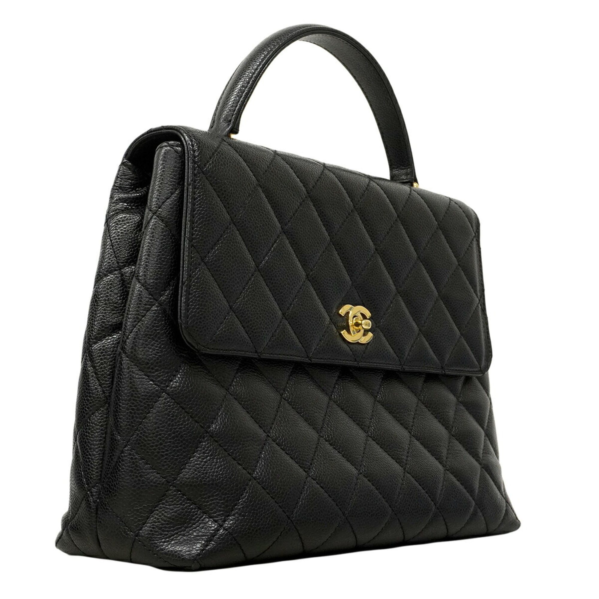 Chanel Black Grained Calfskin Handbag (Pre-Owned)