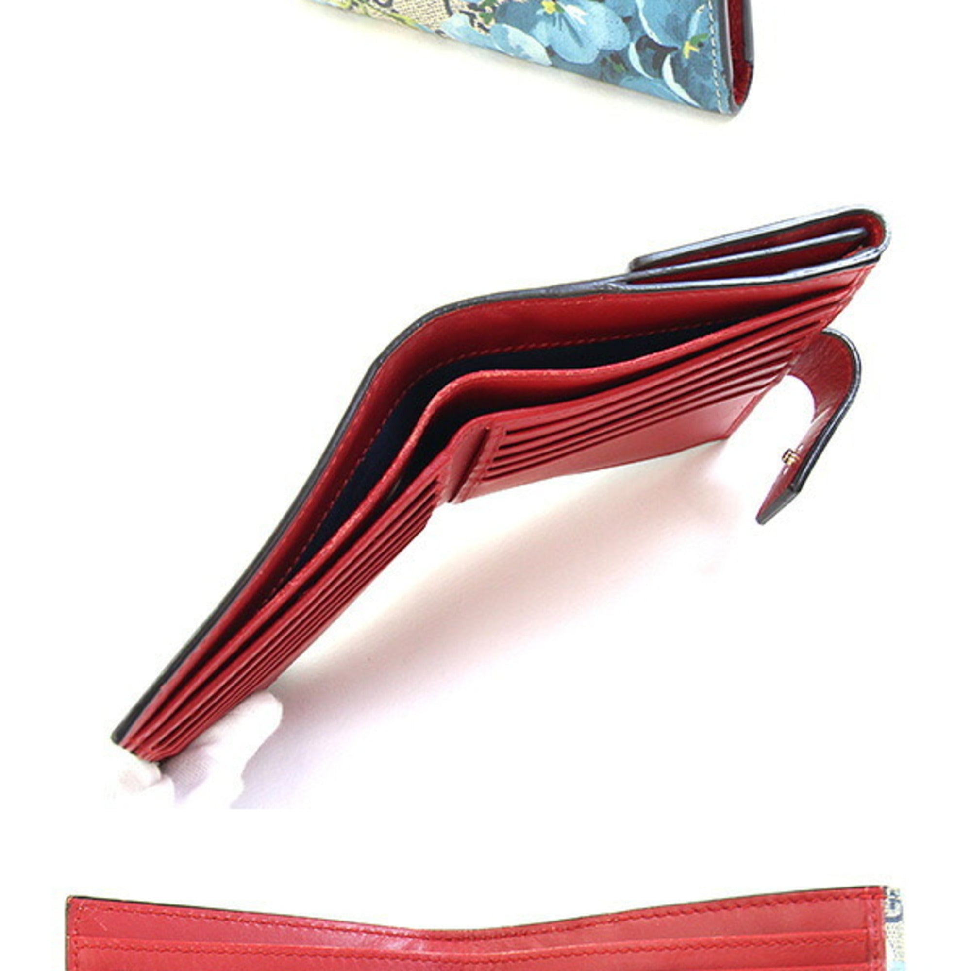 Gucci Beige Blue Red Color Pvc Leather Coin Purse/Coin Case (Pre-Owned)
