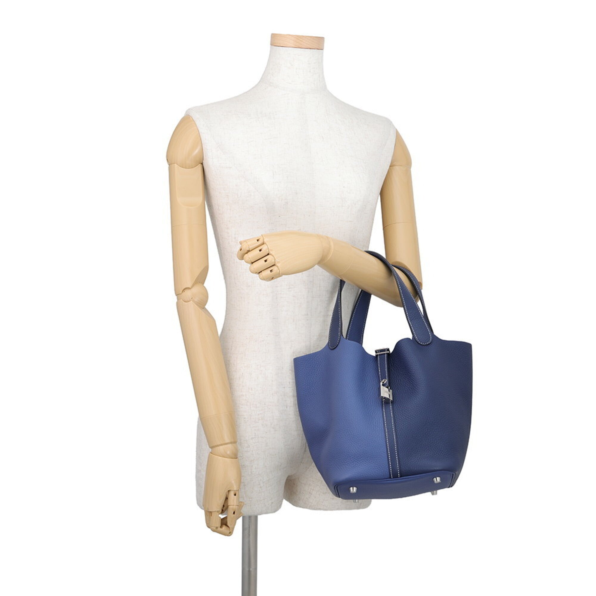 Hermes Bleu Saphir Taurillon Clemence Leather Handbag (Pre-Owned)