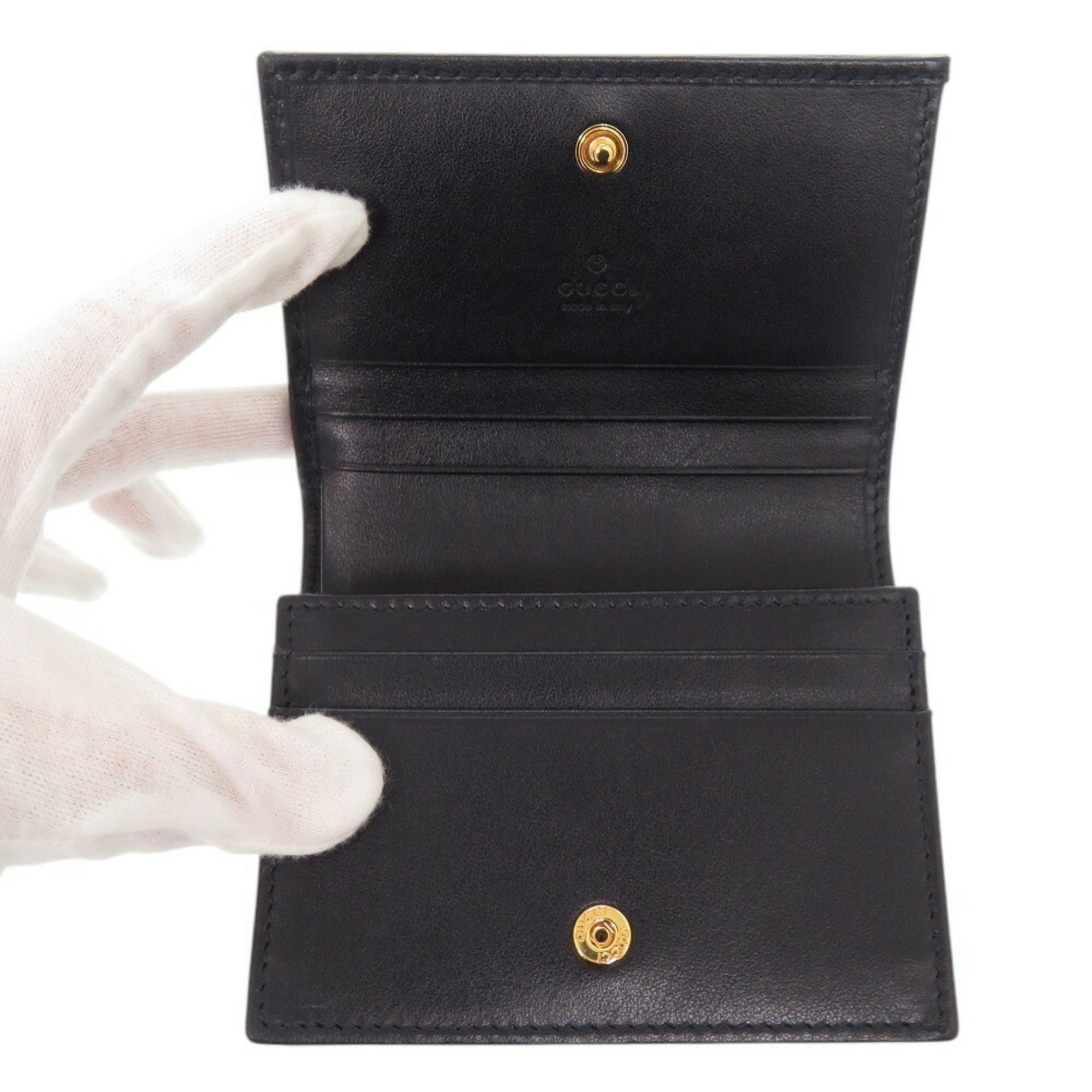 Gucci Beige Navy Canvas Leather Wallet (Bi-Fold) (Pre-Owned)