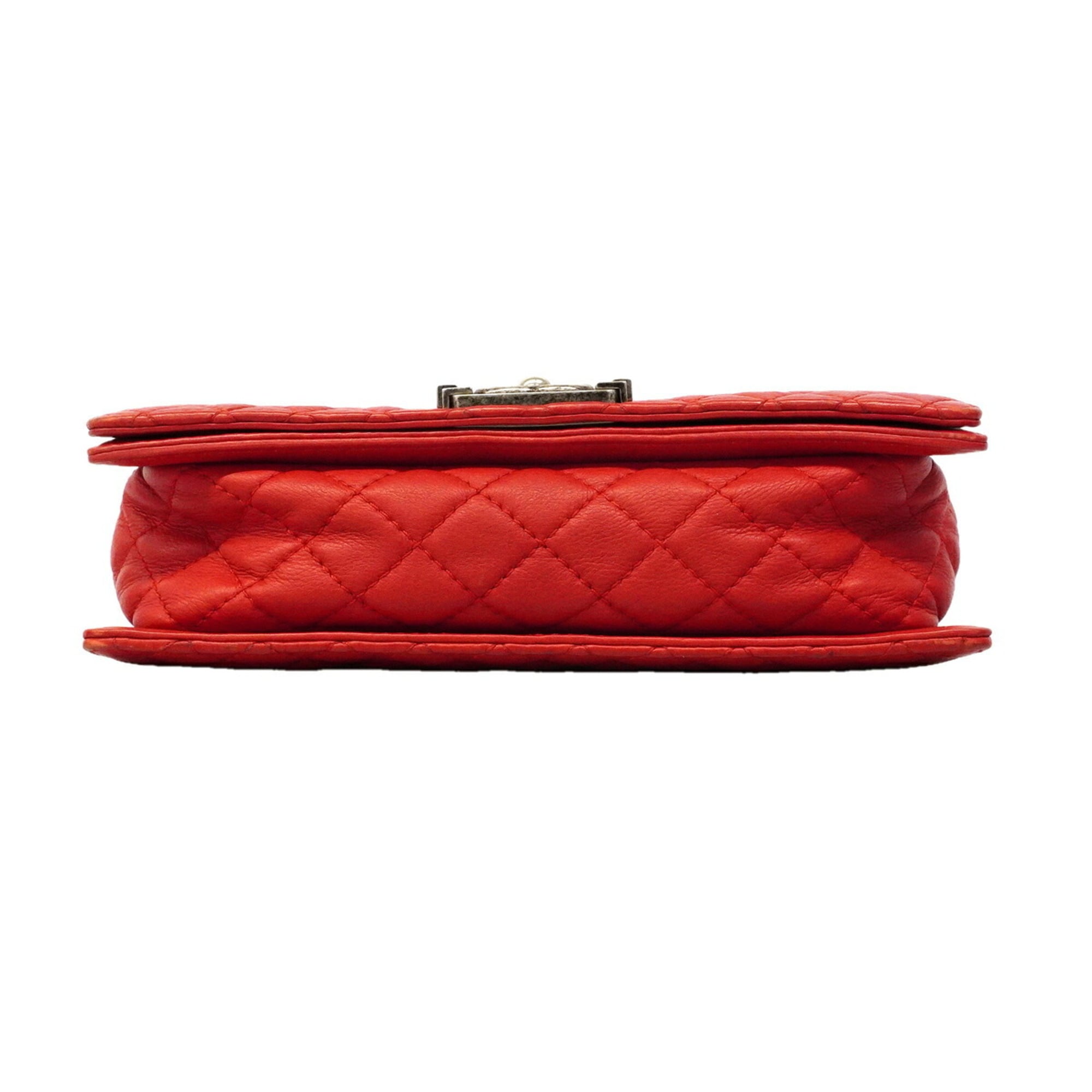 Chanel Red Color Leather Shoulder Bag (Pre-Owned)