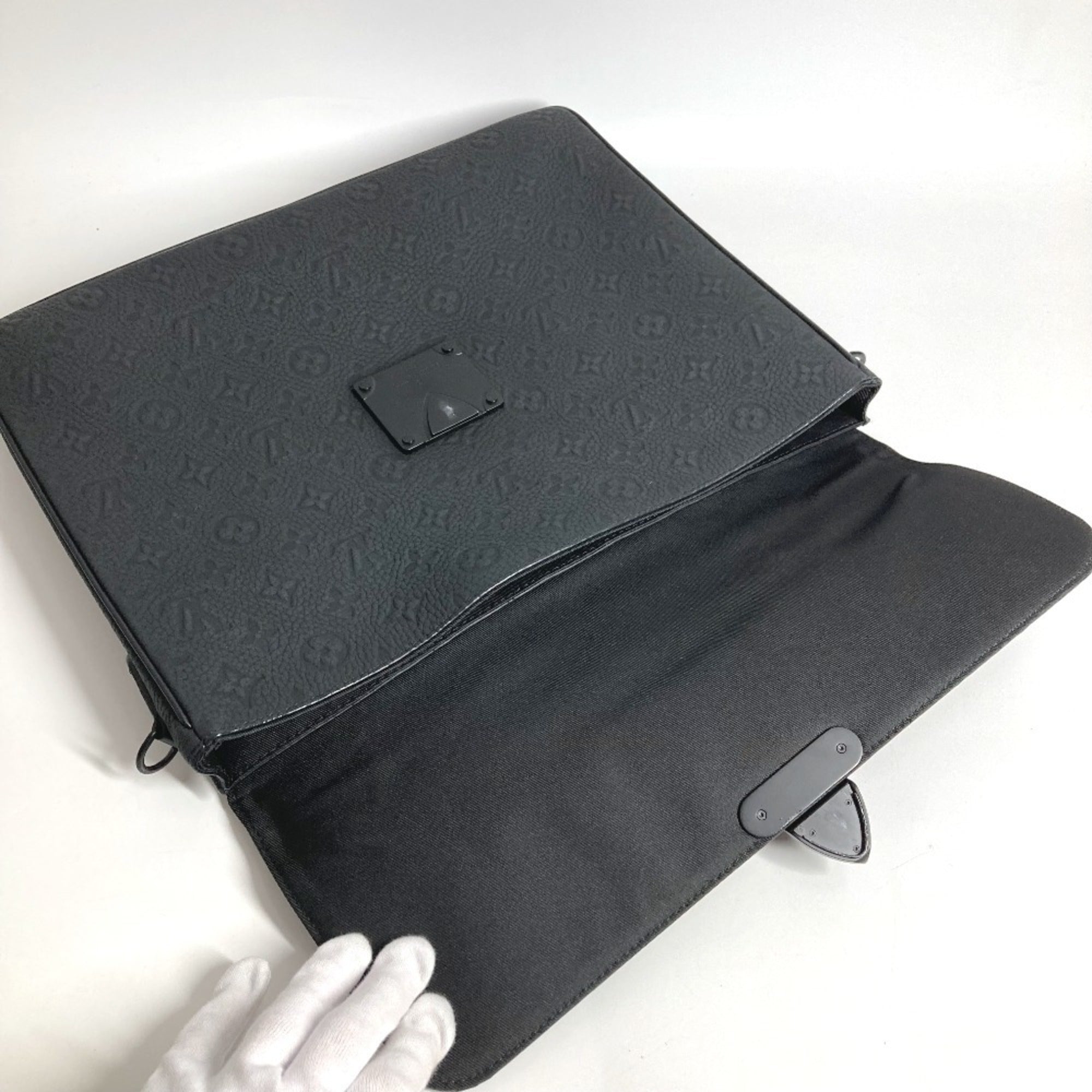 Louis Vuitton Black Noir Leather Briefcase Handbag Shoulder Bag (Pre-Owned)