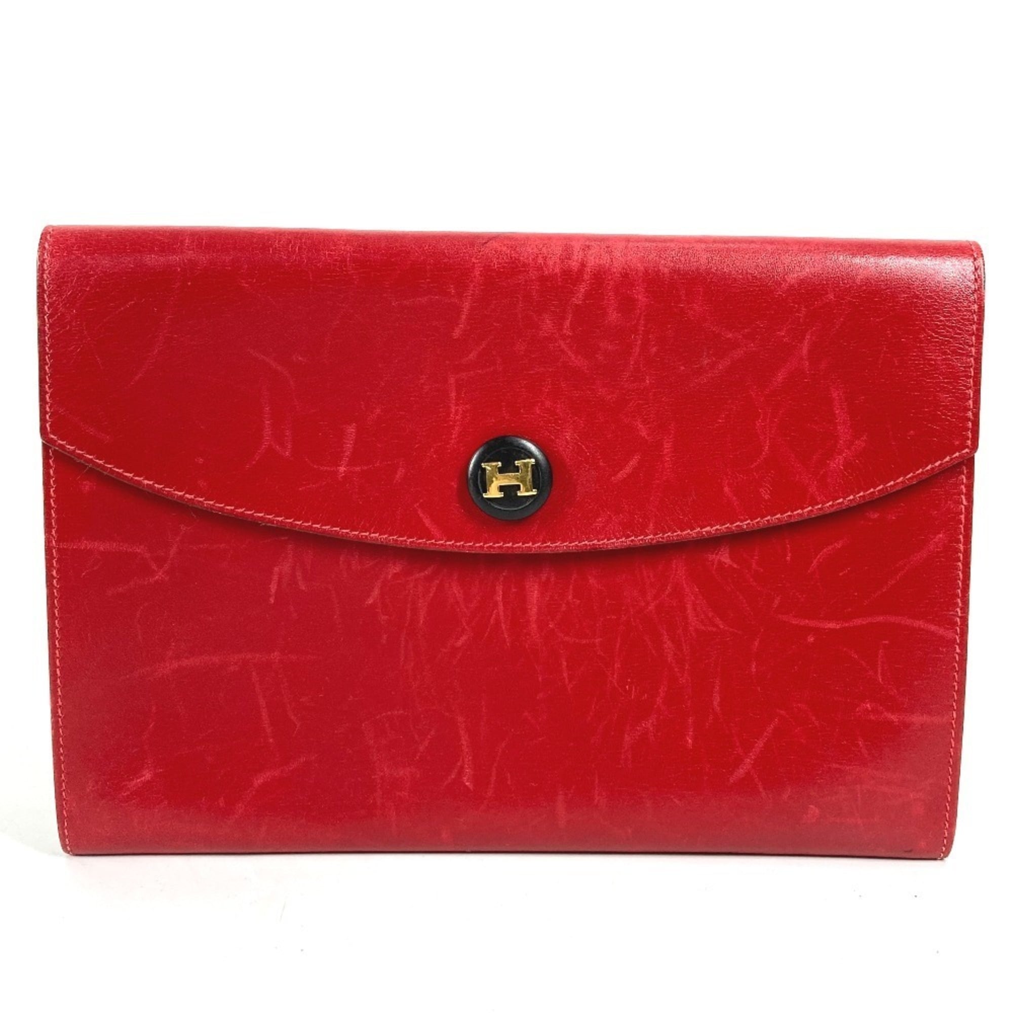 Hermes Red Color Leather Clutch Bag Pochette Pouch (Pre-Owned)