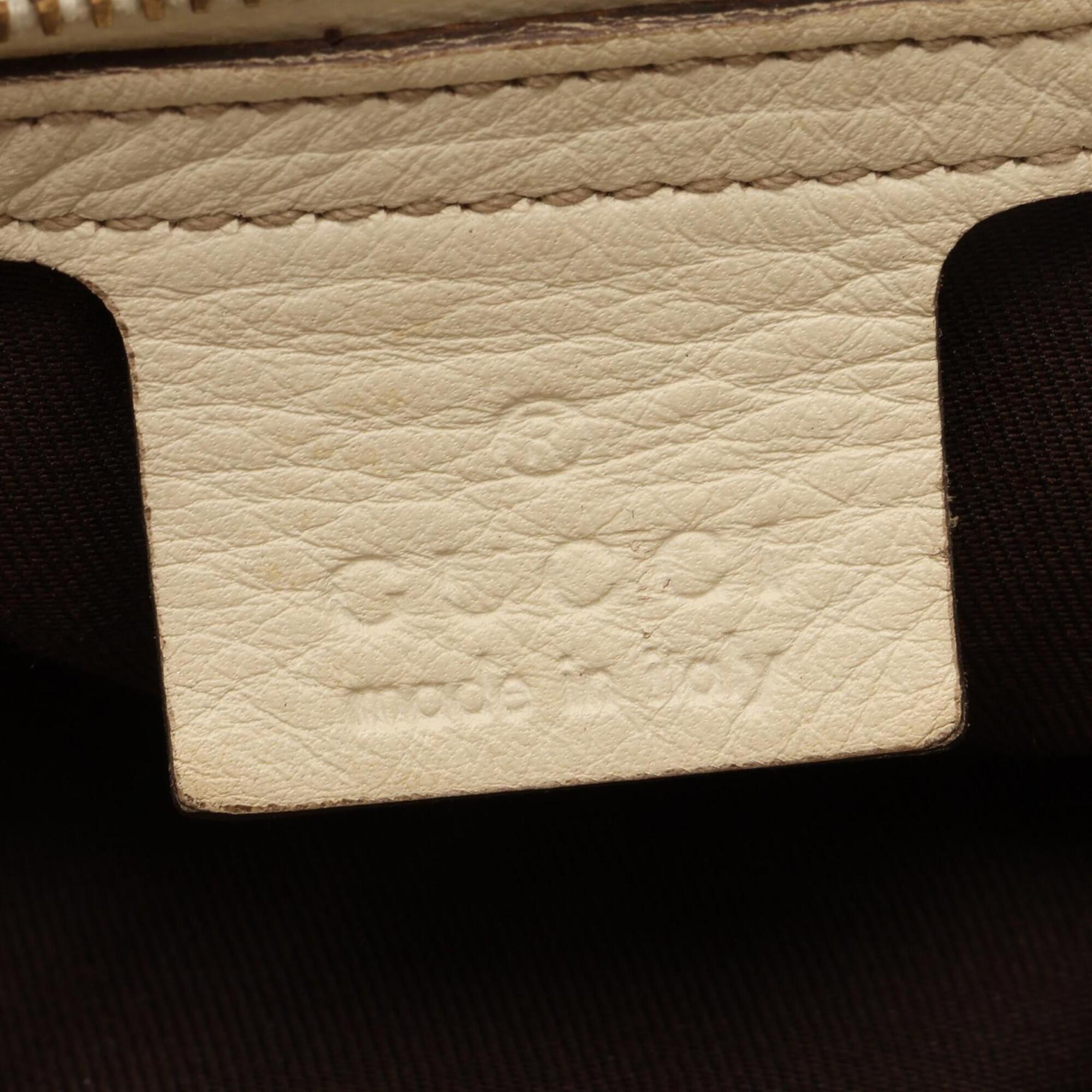 Gucci Beige Ivory Canvas Leather Handbag (Pre-Owned)
