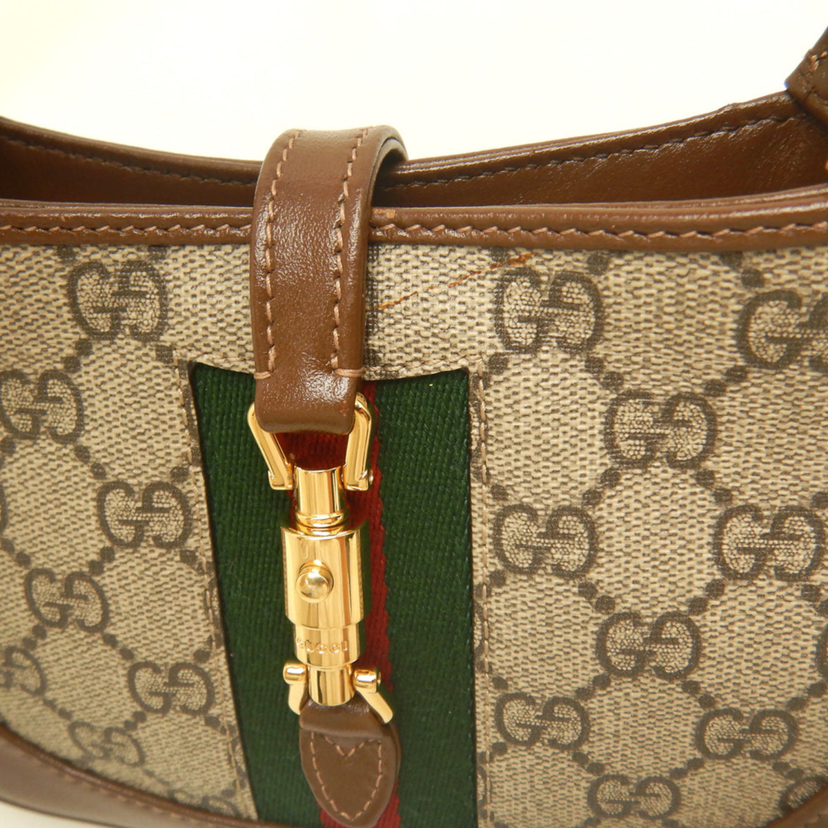 Gucci Beige Brown Gg Supreme Canvas Leather Shoulder Bag (Pre-Owned)