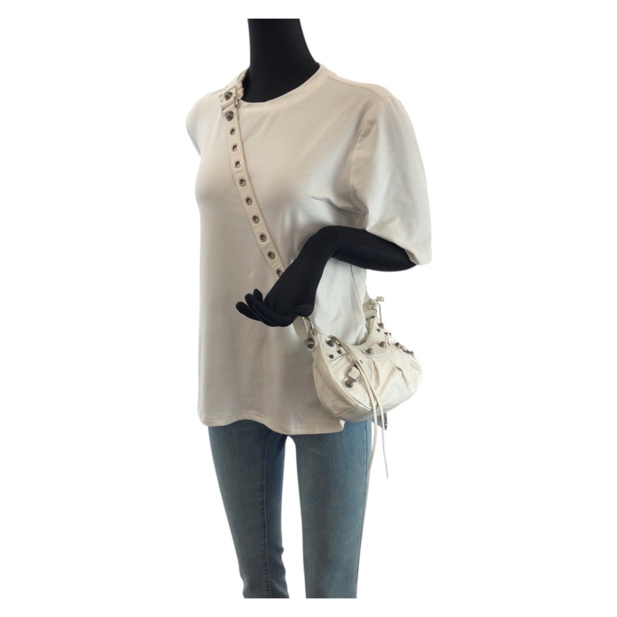 Balenciaga White Leather Pochette Shoulder Bag (Pre-Owned)
