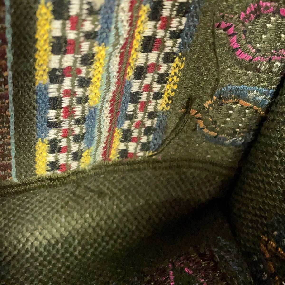 Christian Dior Khaki Multi-Color Purple Canvas Tote Bag (Pre-Owned)