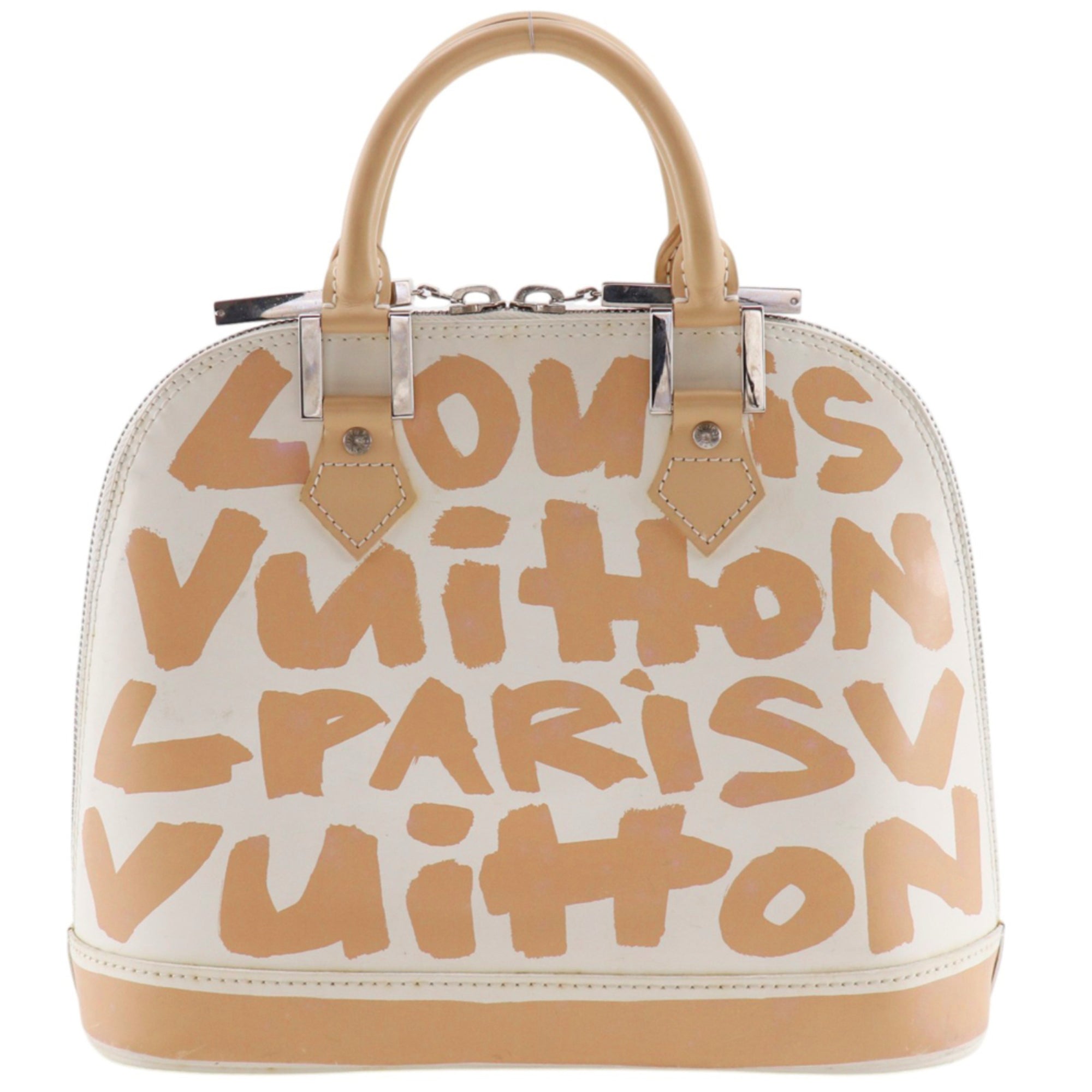 Louis Vuitton Beige White Leather Handbag (Pre-Owned)