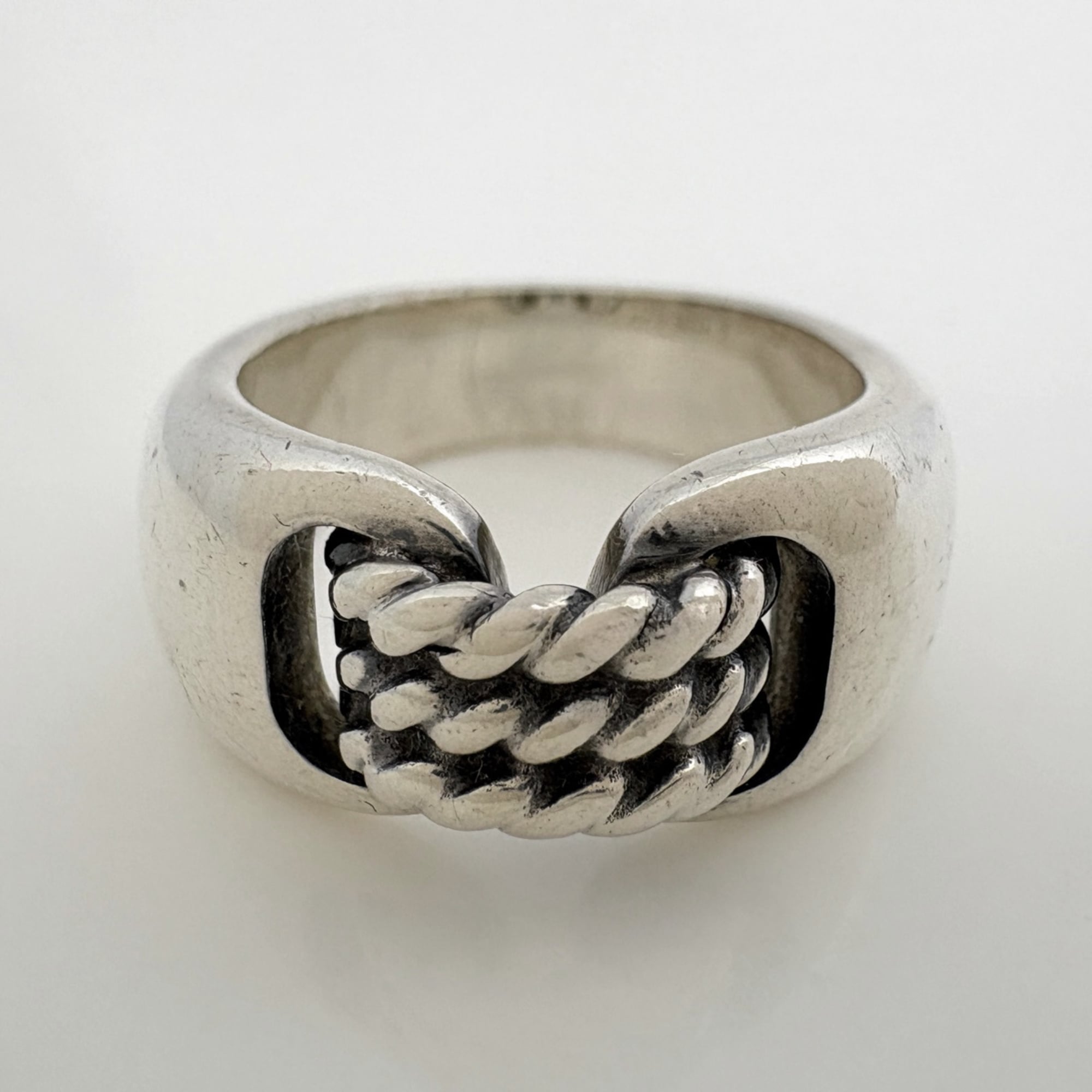 Hermes Silver Metal Band Ring (Pre-Owned)