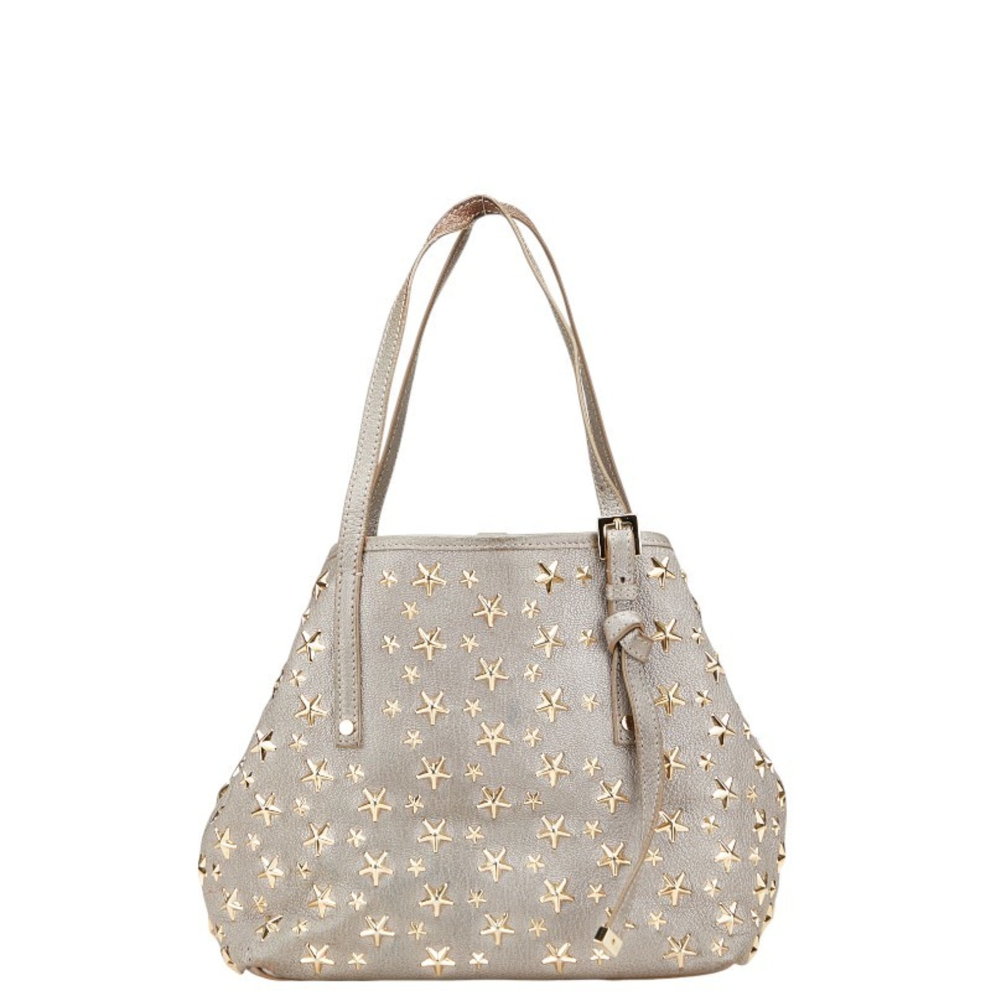 Jimmy Choo Gray Leather Handbag Tote Bag (Pre-Owned)