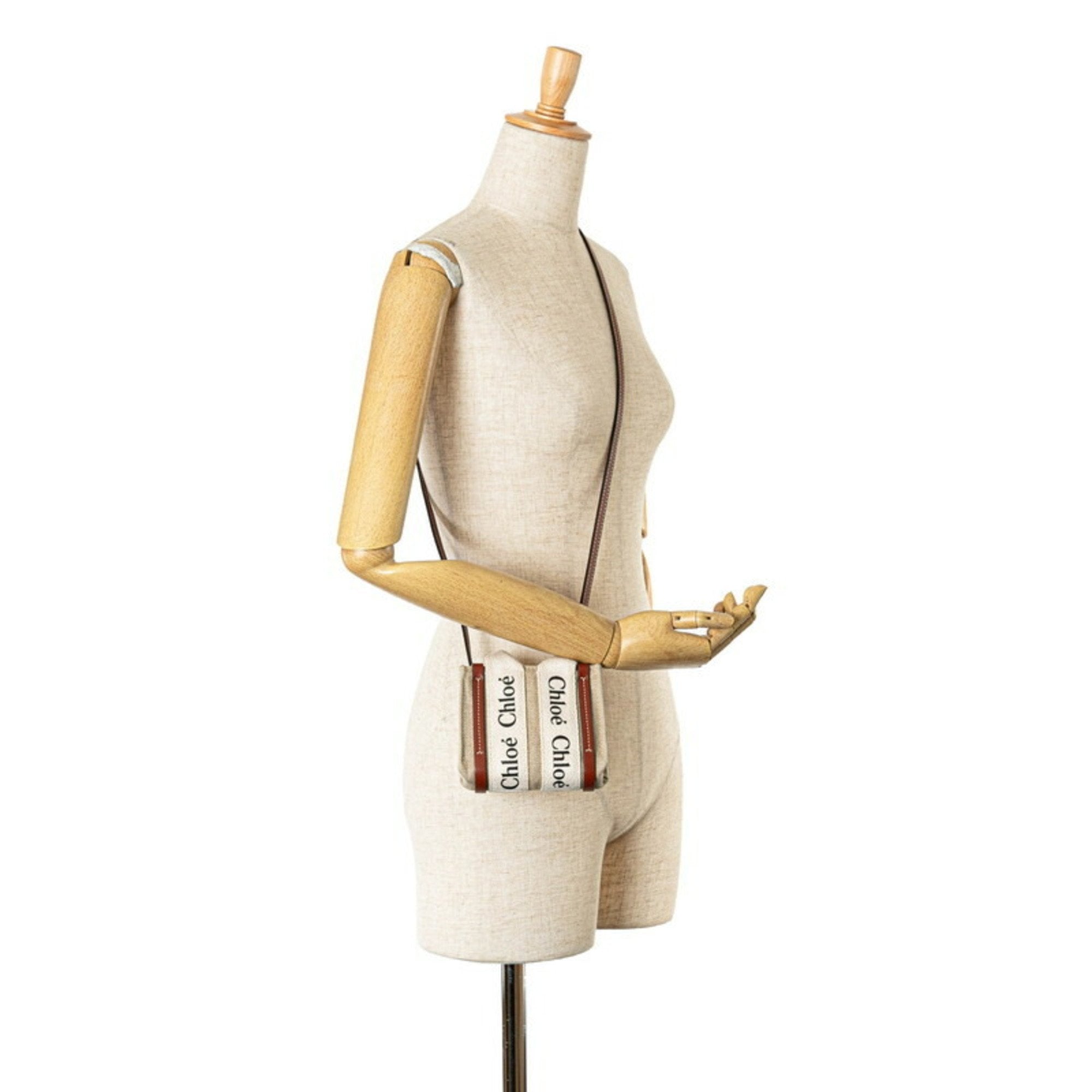 Chloé Beige Canvas Leather Handbag Shoulder Bag (Pre-Owned)
