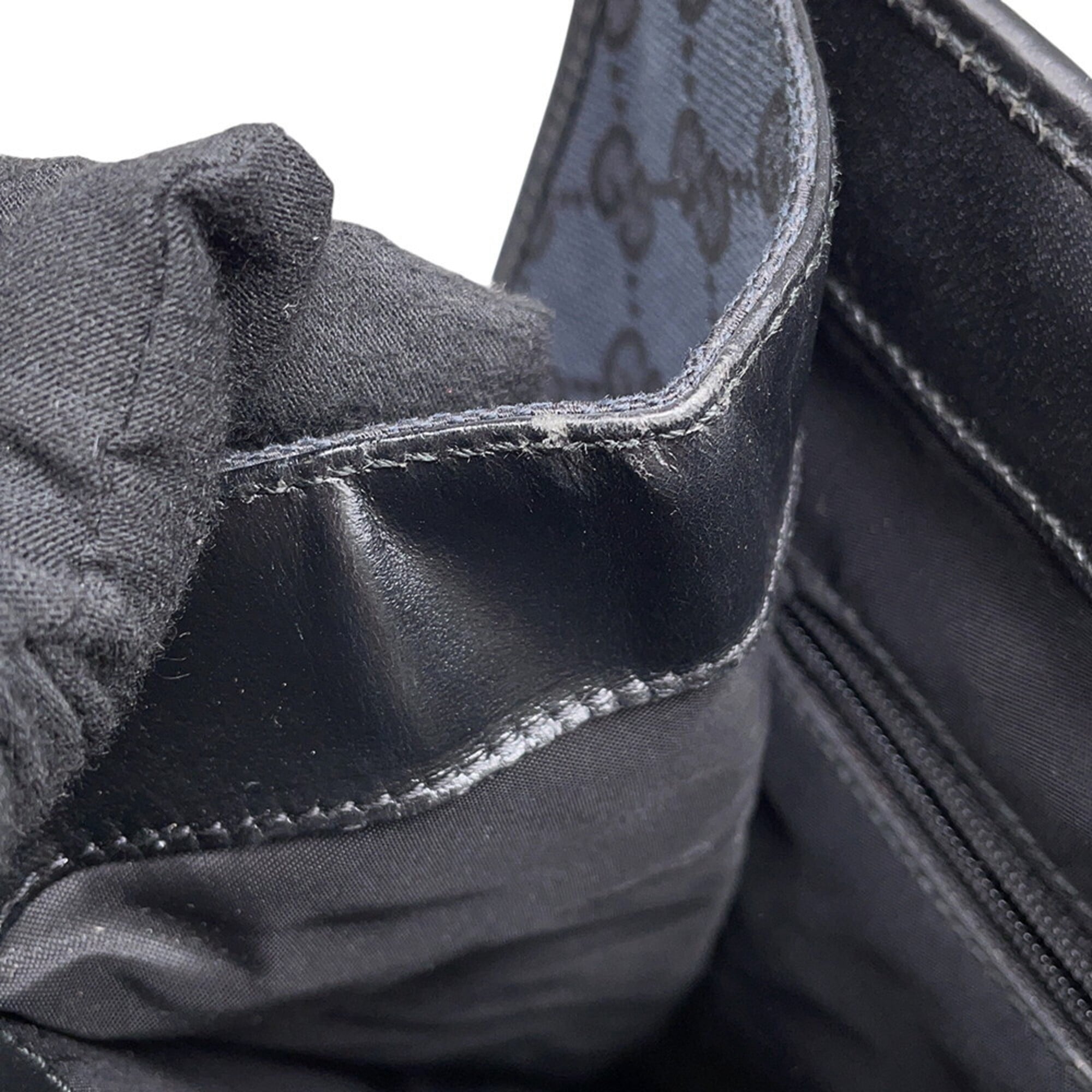 Gucci Black Canvas Leather Tote Bag (Pre-Owned)