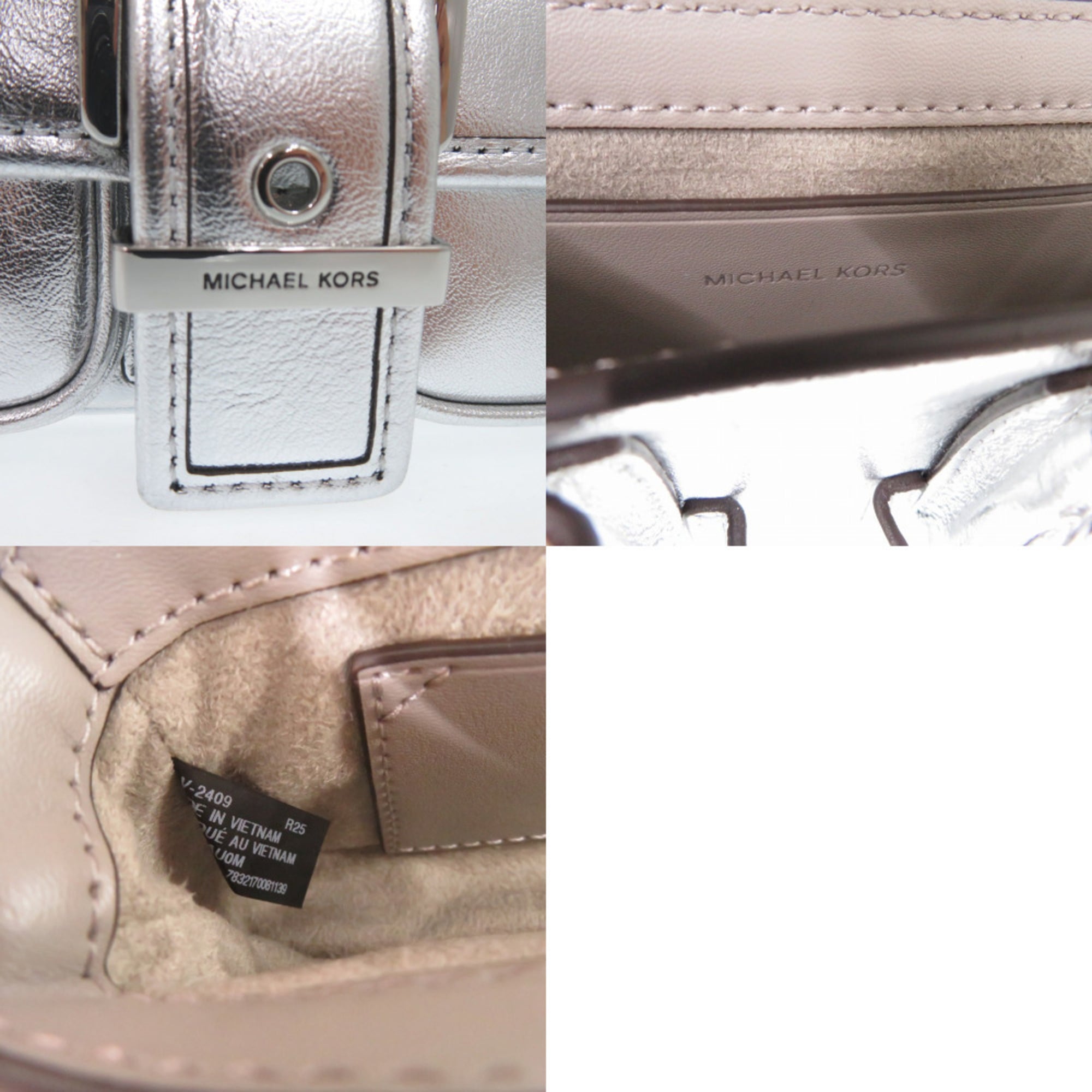 Michael Kors Metallic Silver Leather Shoulder Bag (Pre-Owned)