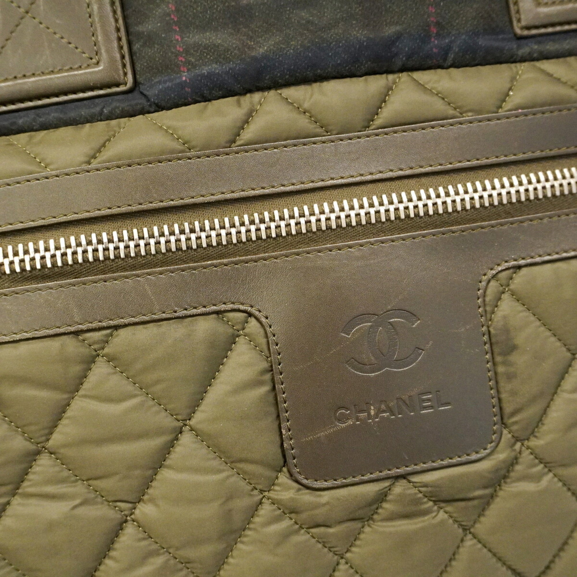 Chanel Khaki Nylon Handbag (Pre-Owned)