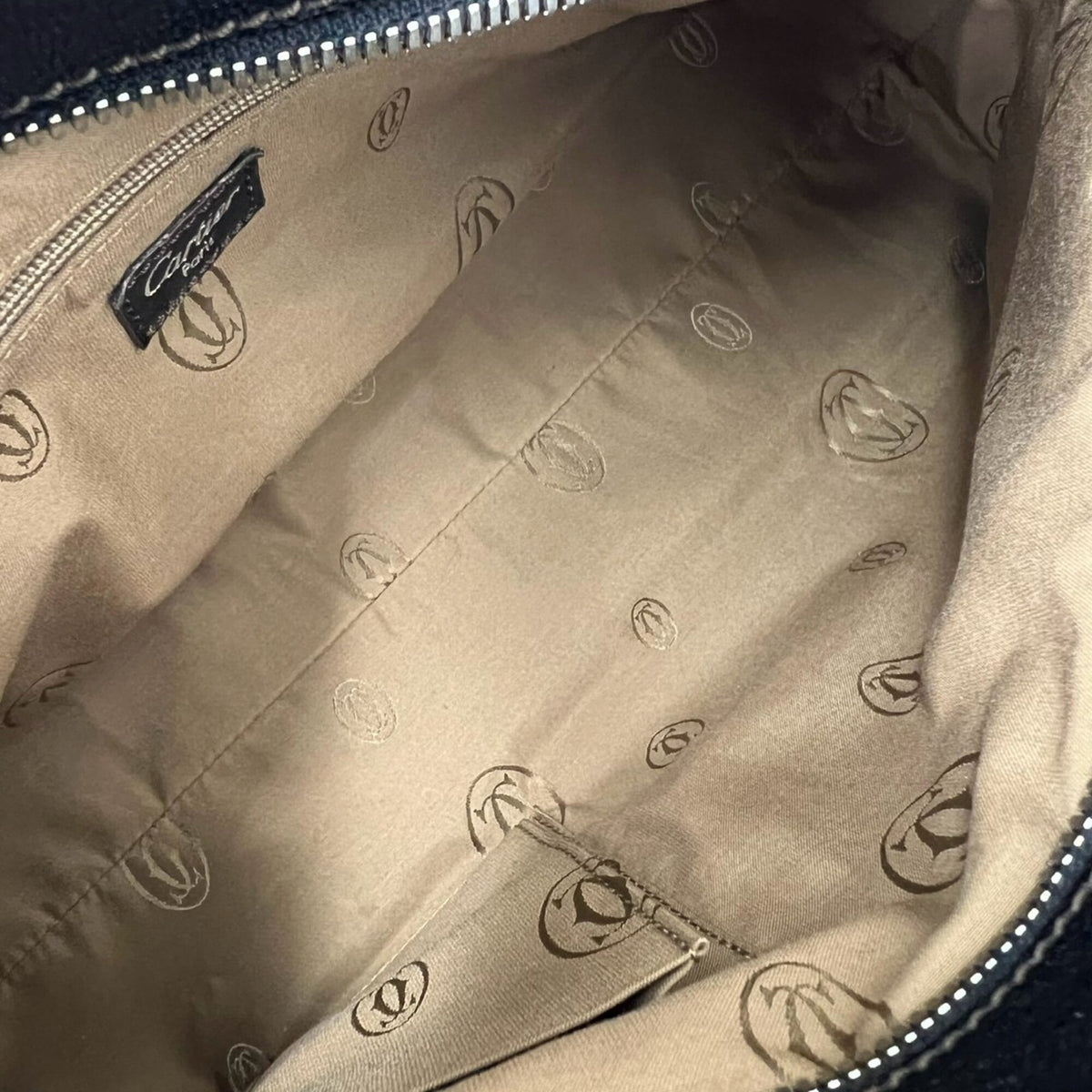 Cartier Black Leather Boston Bag Handbag Tote Bag (Pre-Owned)