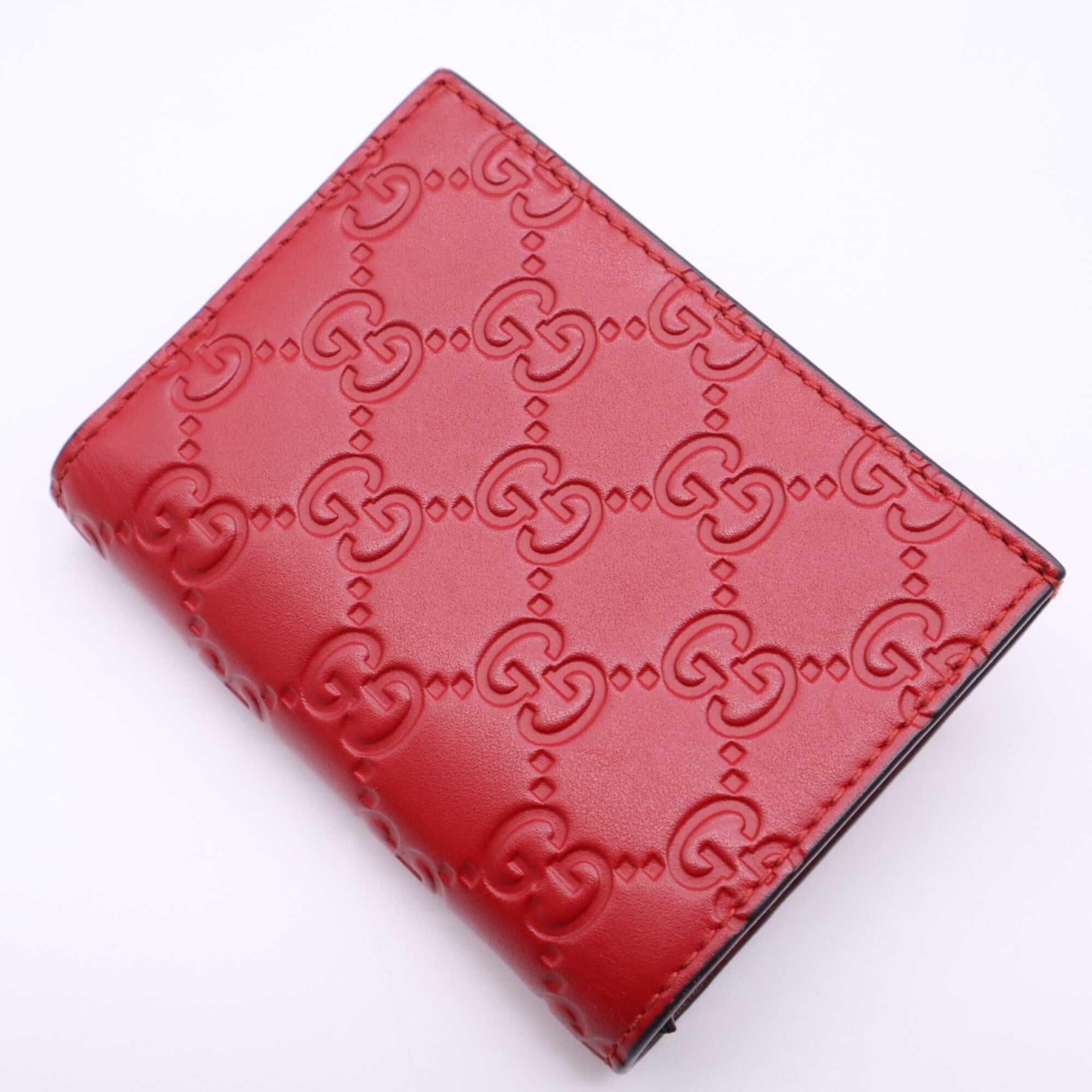 Gucci Gg Supreme Green Red Color Leather Wallet (Bi-Fold) (Pre-Owned)