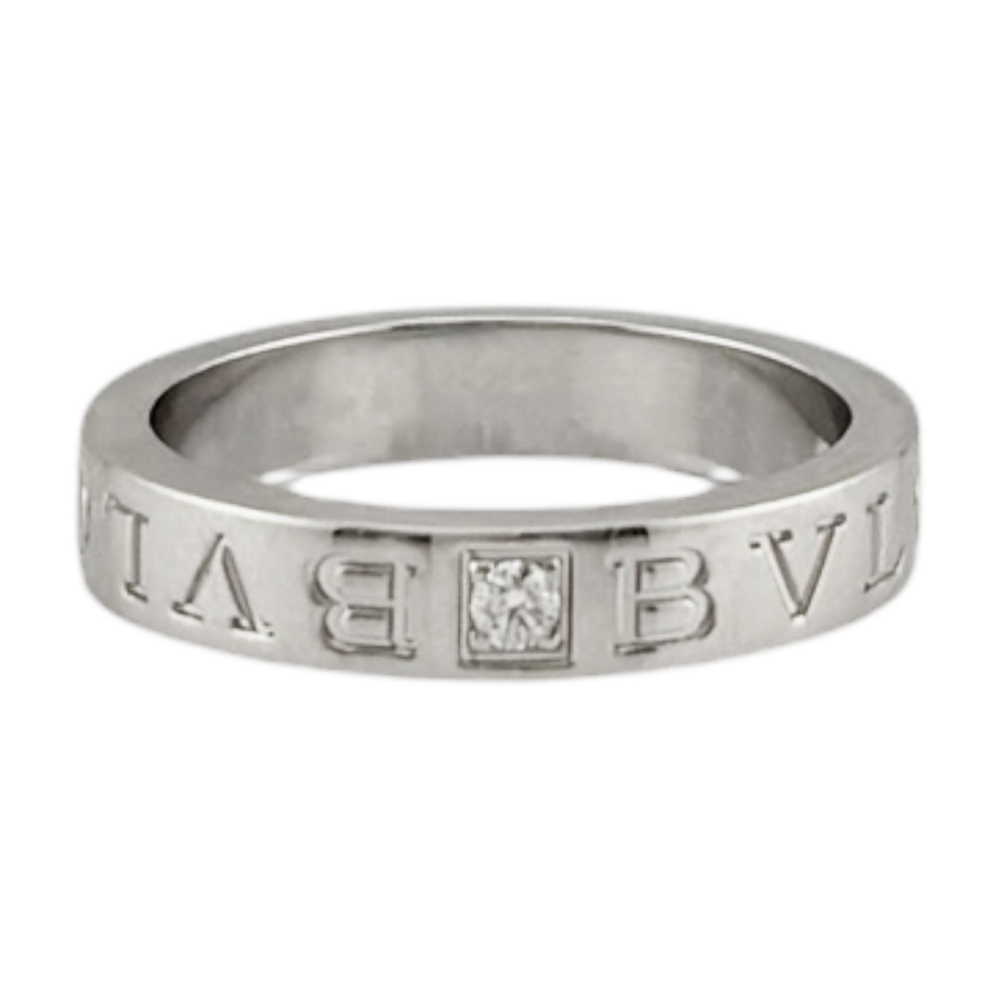 Bvlgari Bvlgari Bvlgari Silver White Gold (18K) Band Ring (Pre-Owned)