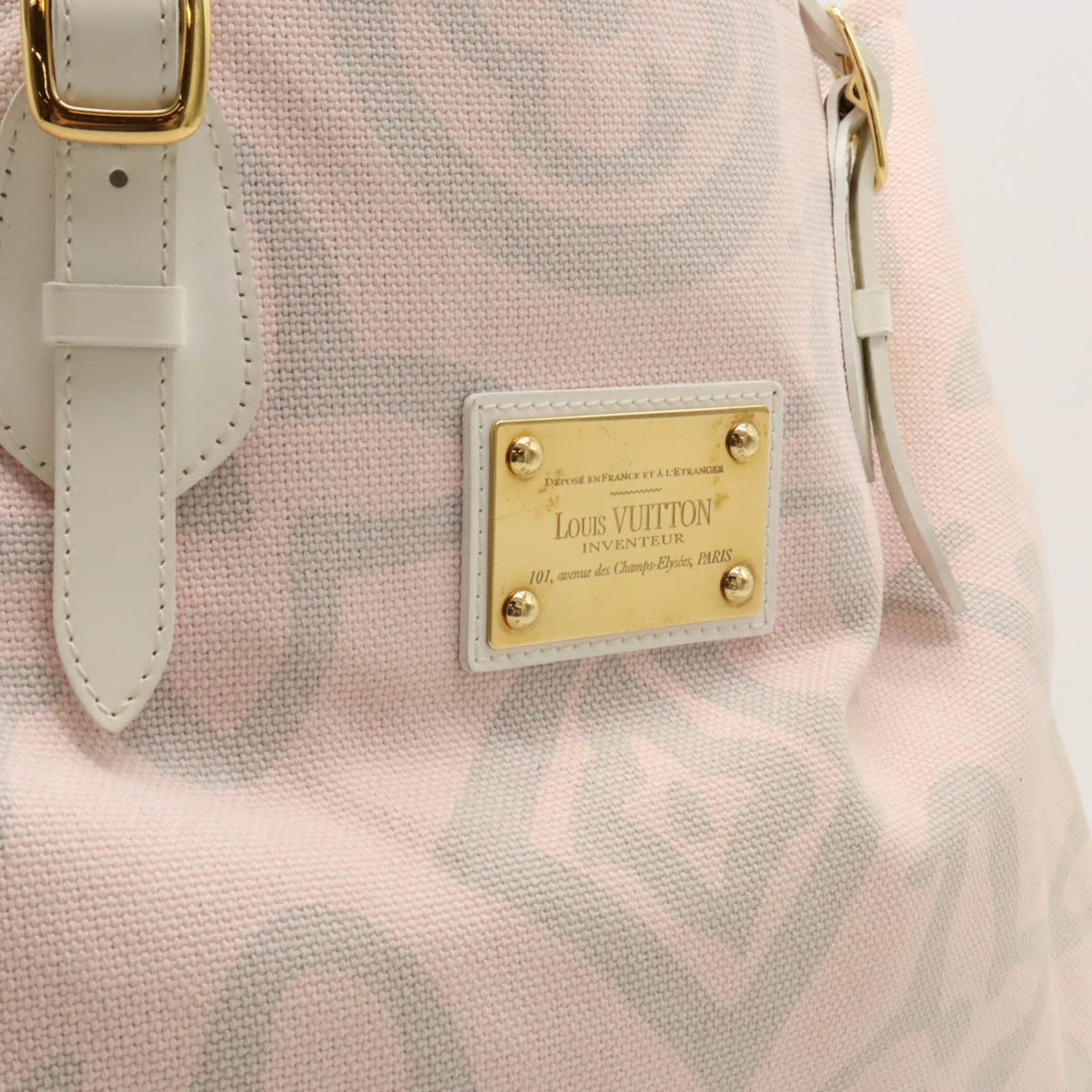 Louis Vuitton Rose Canvas Leather Shoulder Bag Tote Bag (Pre-Owned)