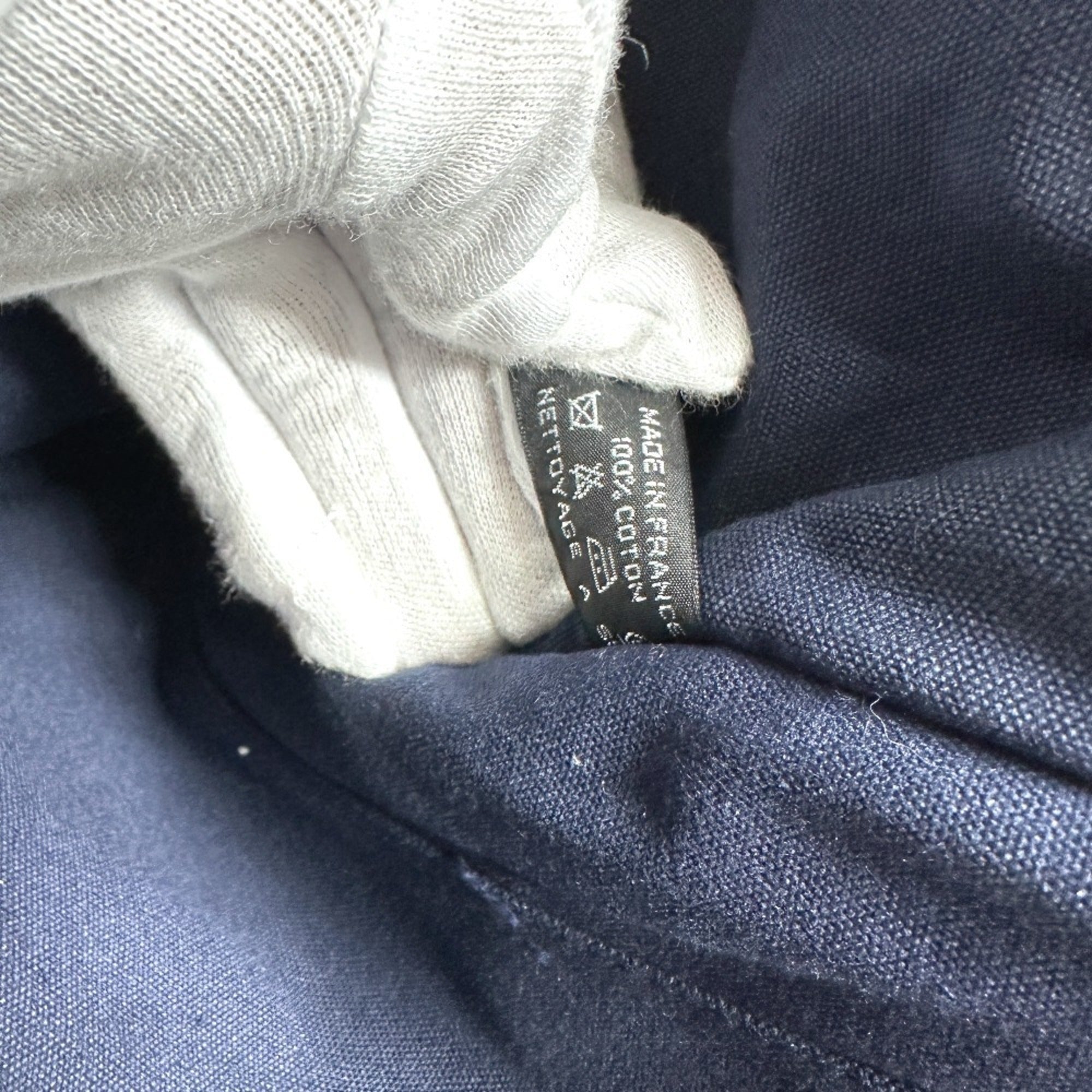 Hermes Fourre Tout Navy Canvas Handbag Tote Bag (Pre-Owned)