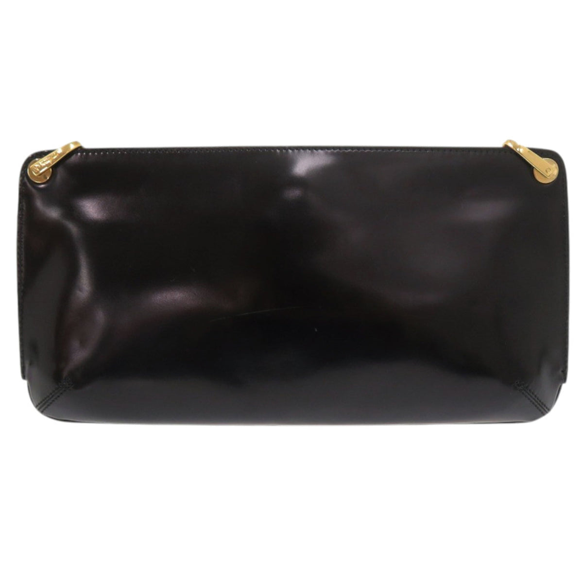 Salvatore Ferragamo Black Patent Leather Pochette Shoulder Bag (Pre-Owned)