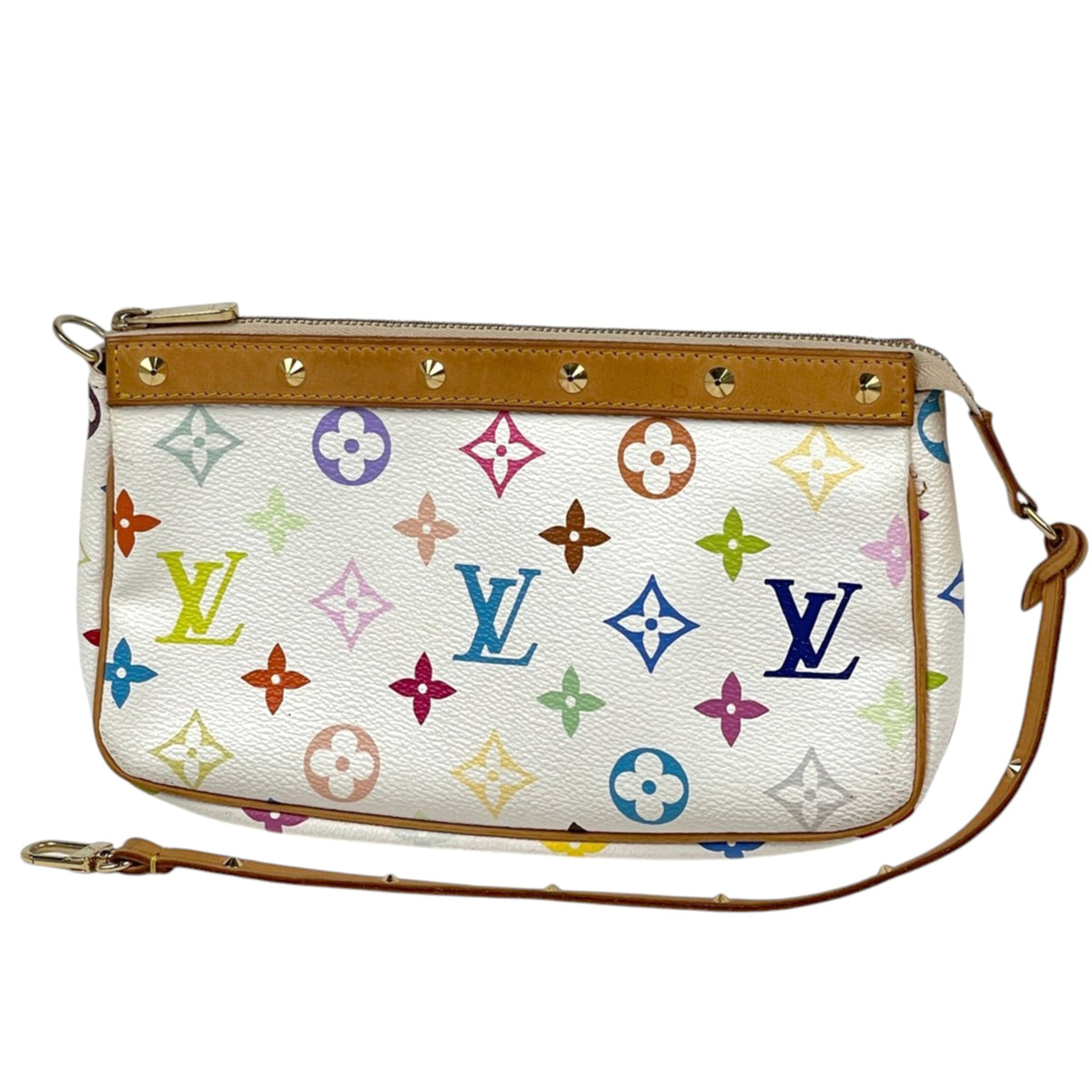 Louis Vuitton Blanc White Monogram Multicolore Pochette Pouch (Pre-Owned)
