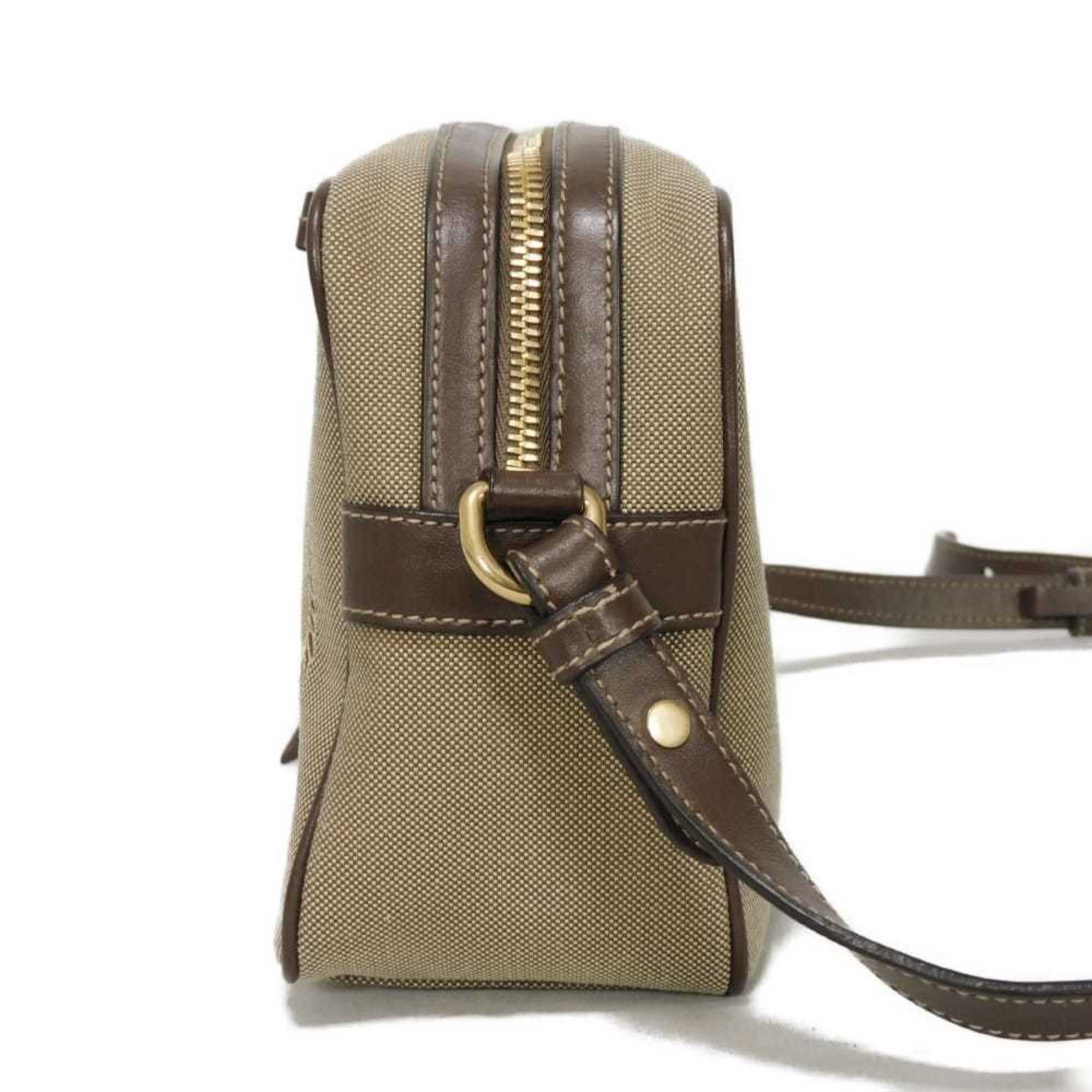 Prada Brown Jacquard Canvas Leather Shoulder Bag (Pre-Owned)