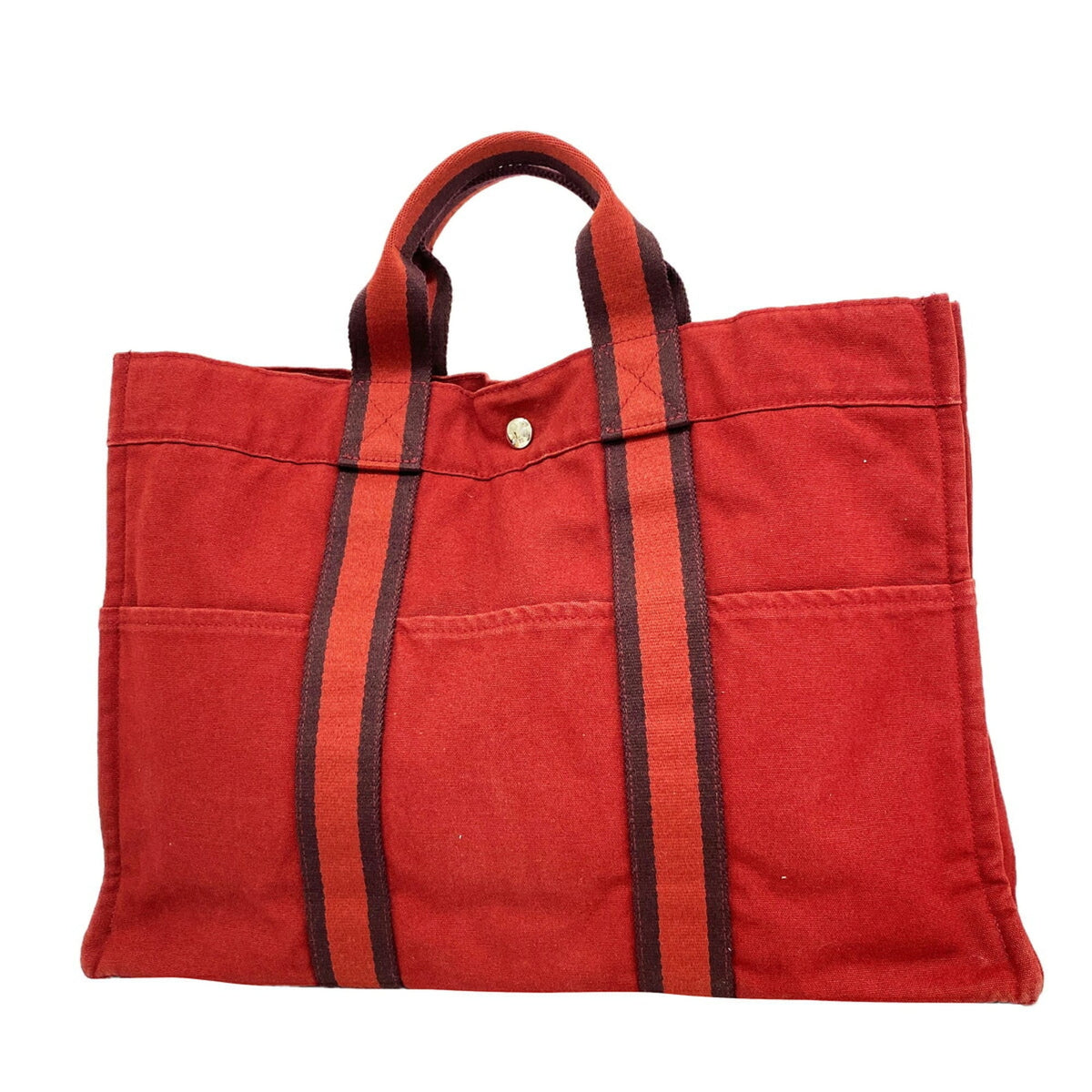 Hermes Red Color Canvas Tote Bag (Pre-Owned)