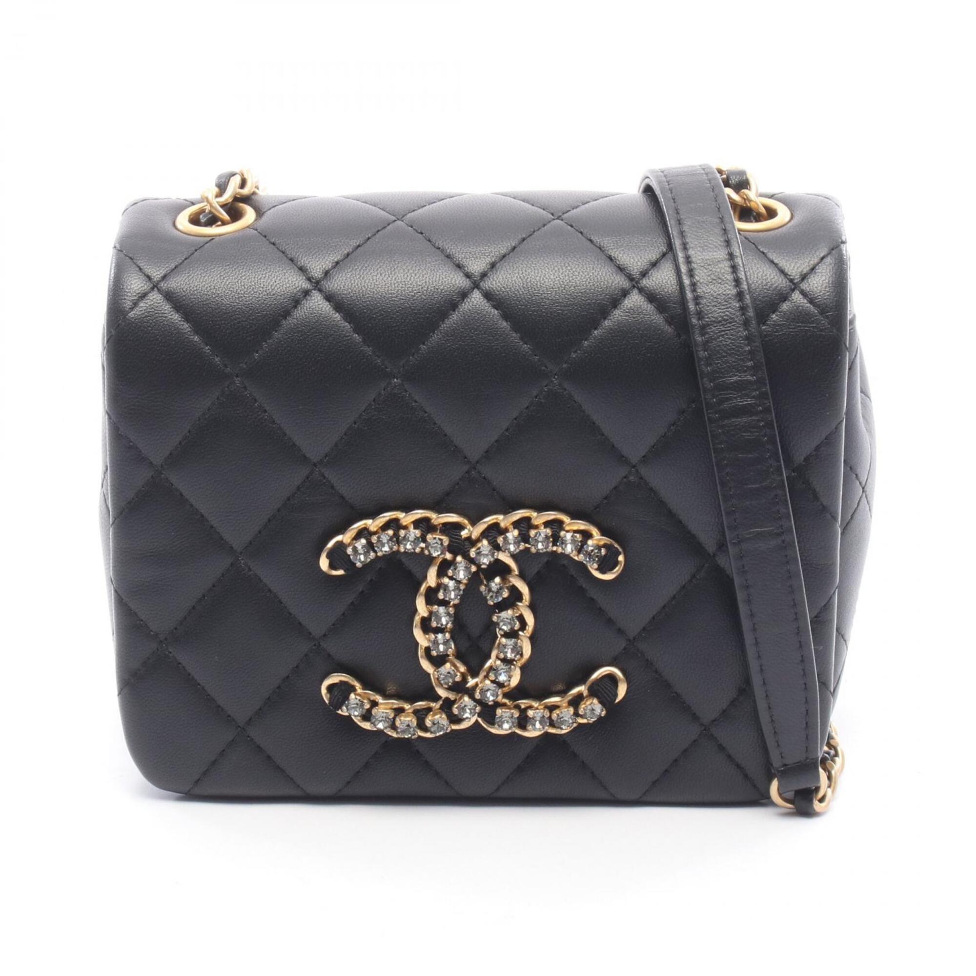 Chanel Black Leather Handbag Shoulder Bag (Pre-Owned)