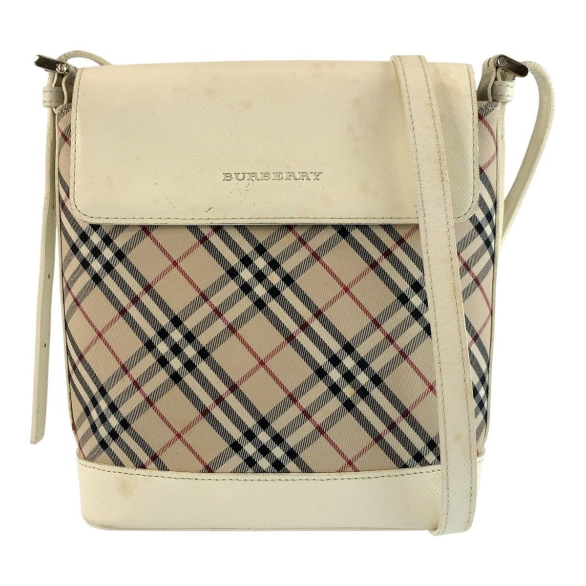 Burberry Beige White Canvas Leather Pochette Shoulder Bag (Pre-Owned)