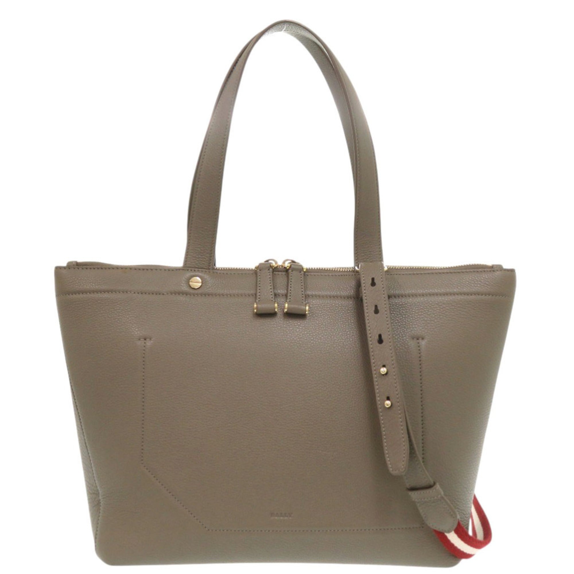 Bally Grayish Leather Tote Bag (Pre-Owned)
