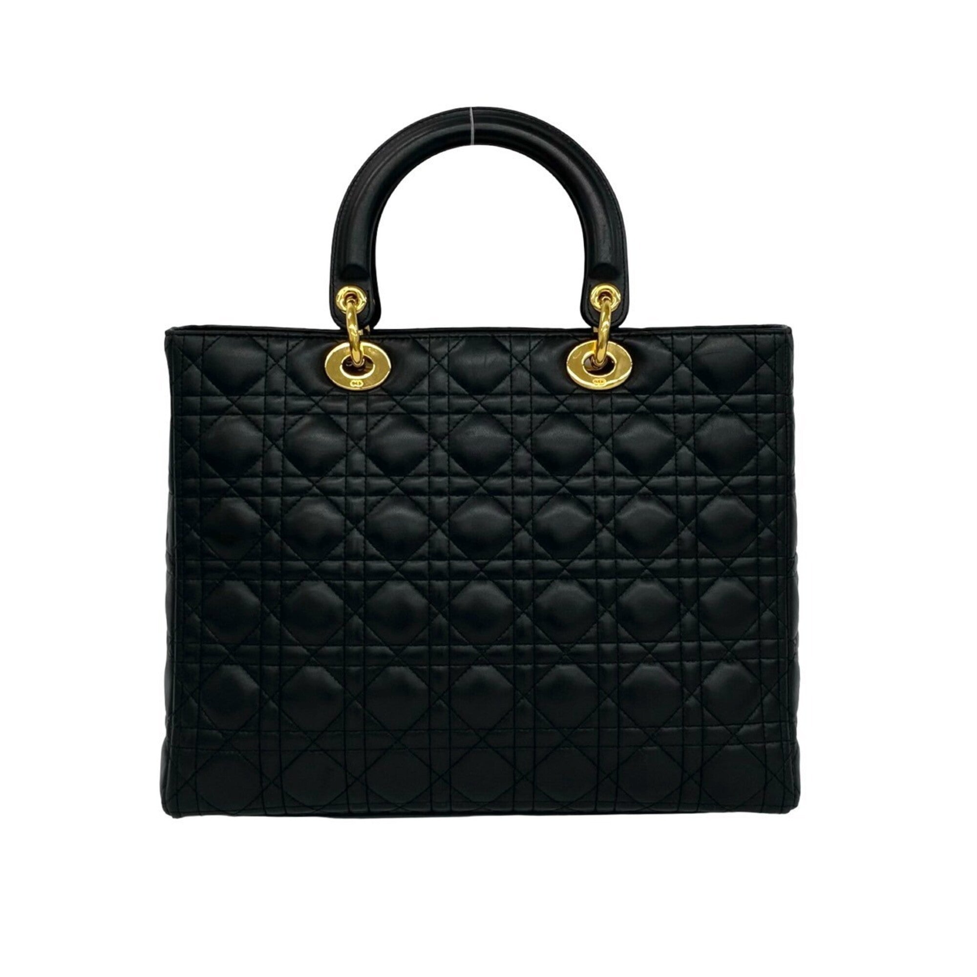 Christian Dior Black Leather Handbag Tote Bag (Pre-Owned)