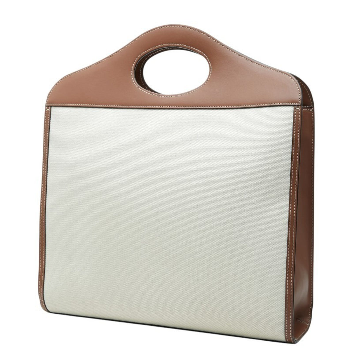Burberry Brown Ivory Canvas Leather Handbag Shoulder Bag (Pre-Owned)